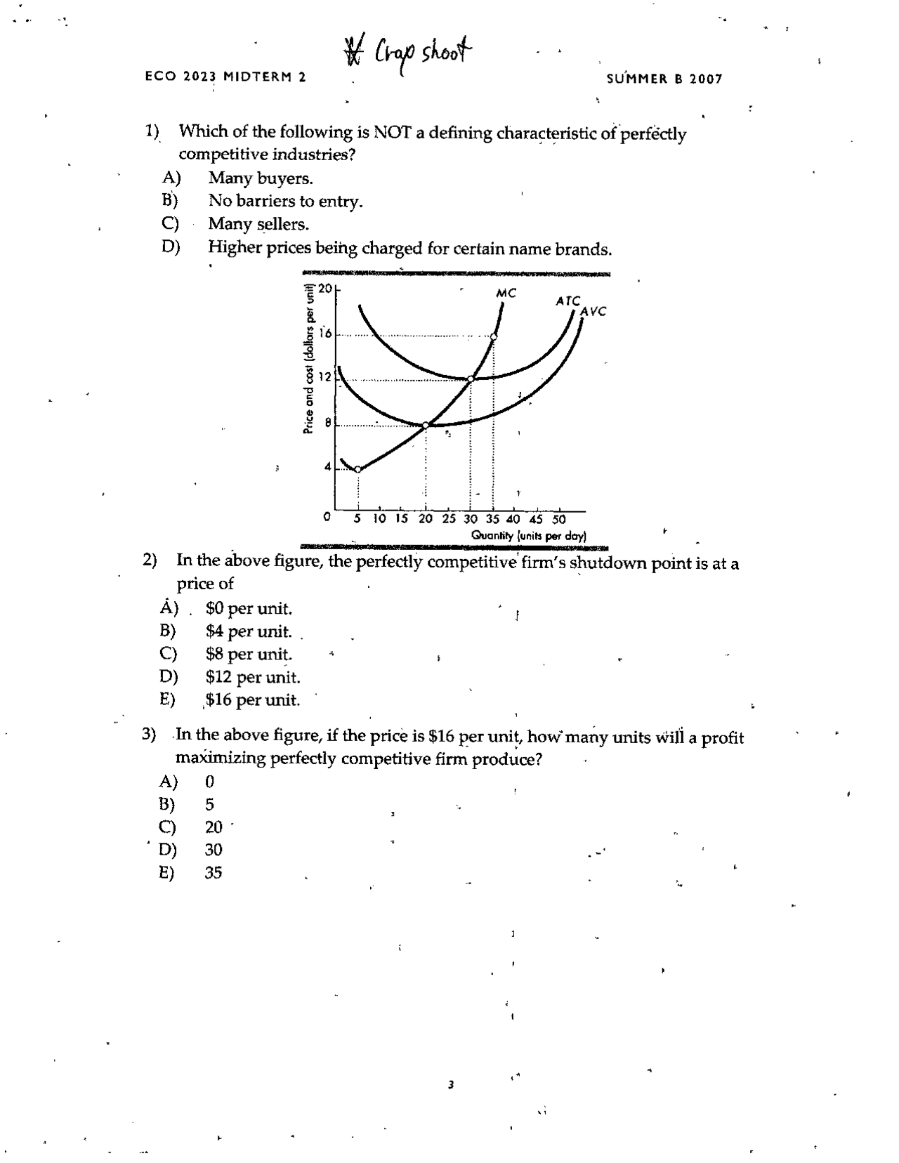 Midterm Exam 2 - Principles of Microeconomics | ECO 2023 - Docsity