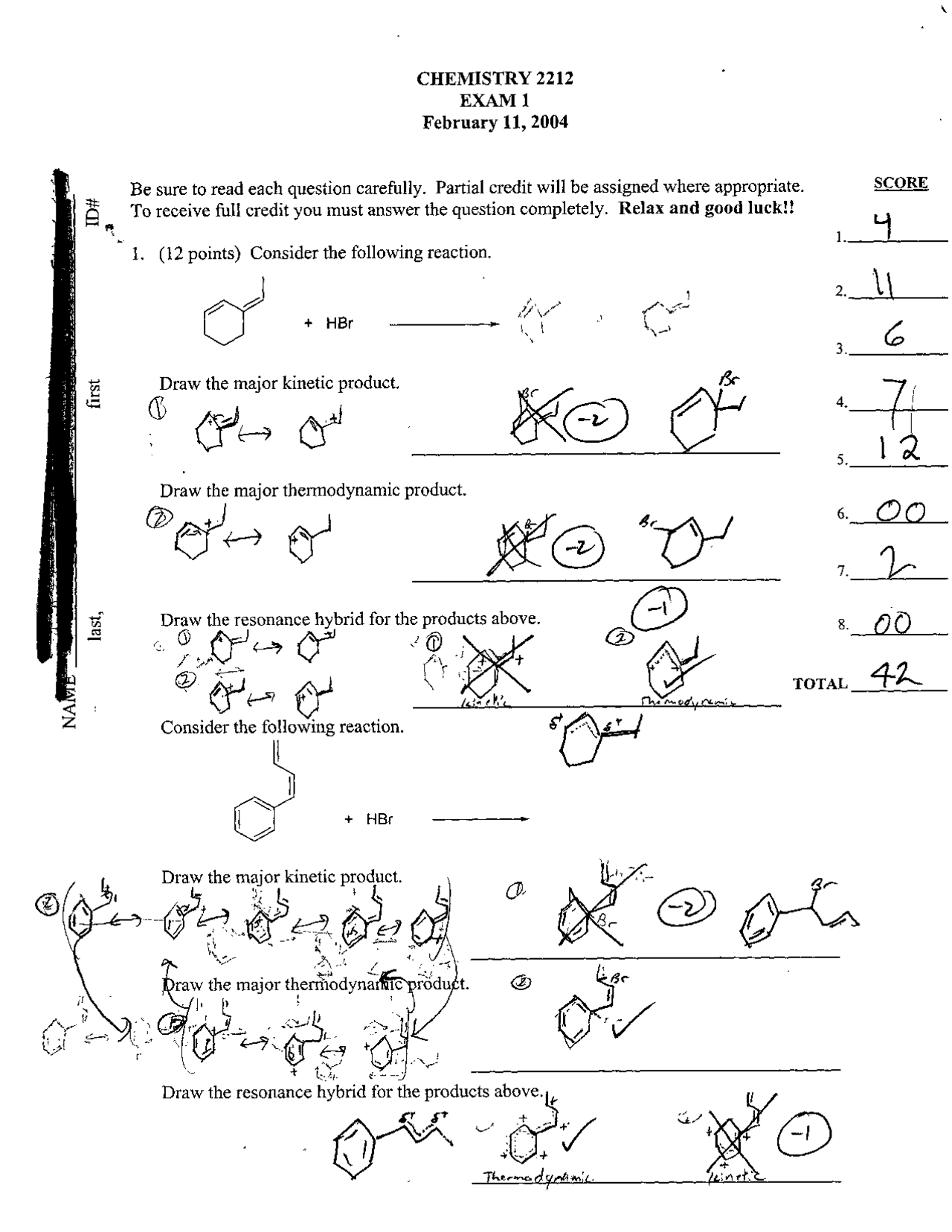 Modern Organic Chemistry II Exam Solved | CHEM 2212 - Docsity