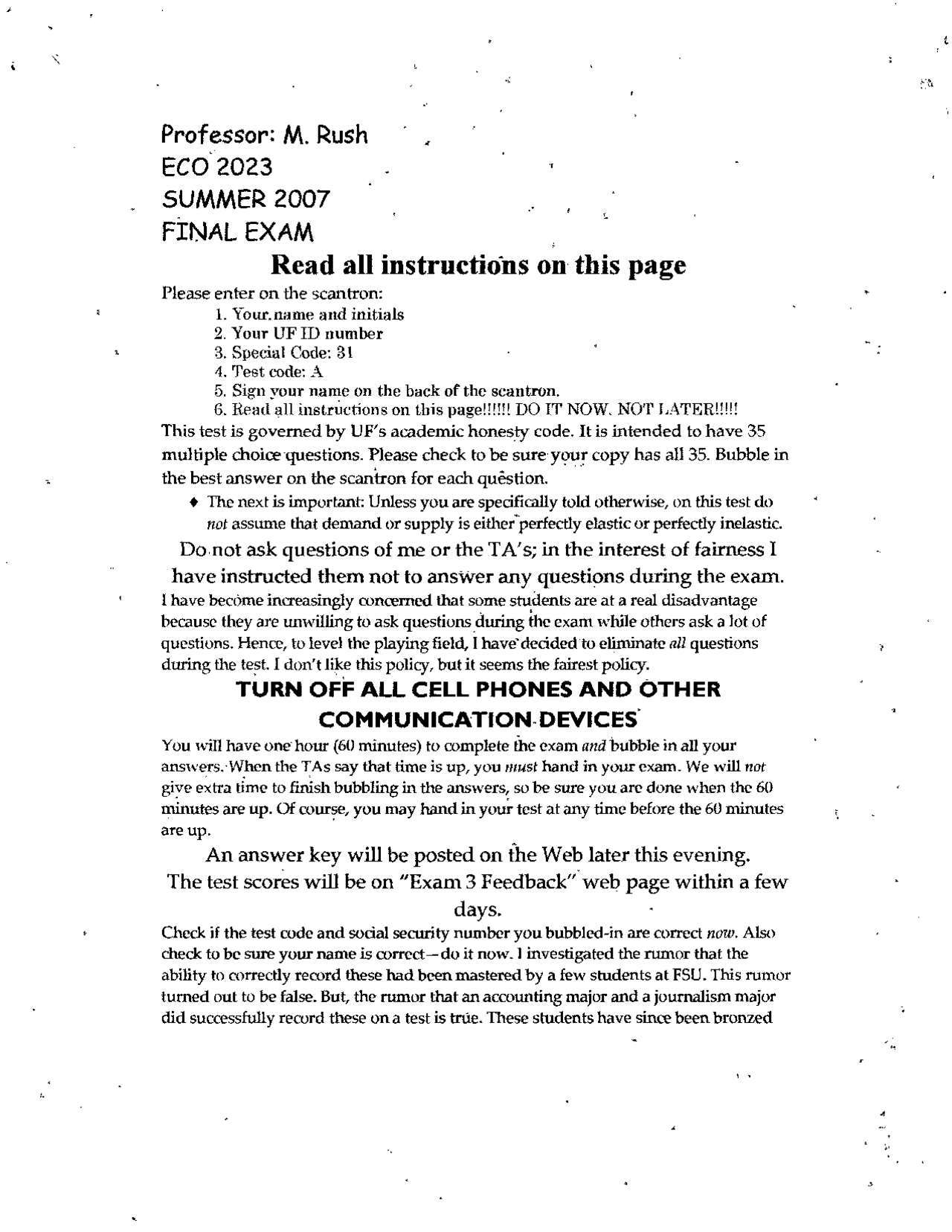 Guidelines Final Exam - Principles of Microeconomics | ECO 2023 - Docsity