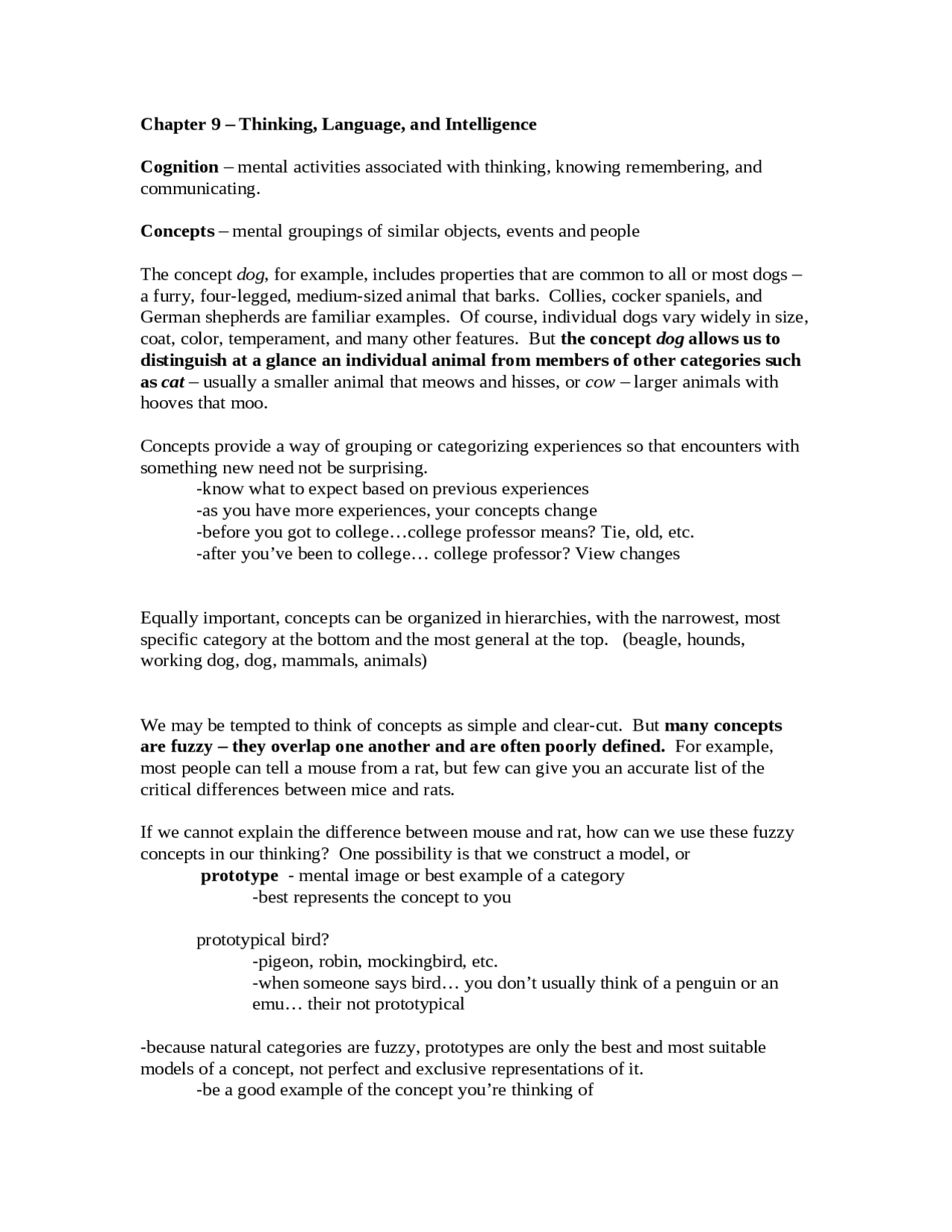 Thinking, Languages and Intelligence - Study Guide | PSYC 2000 - Docsity