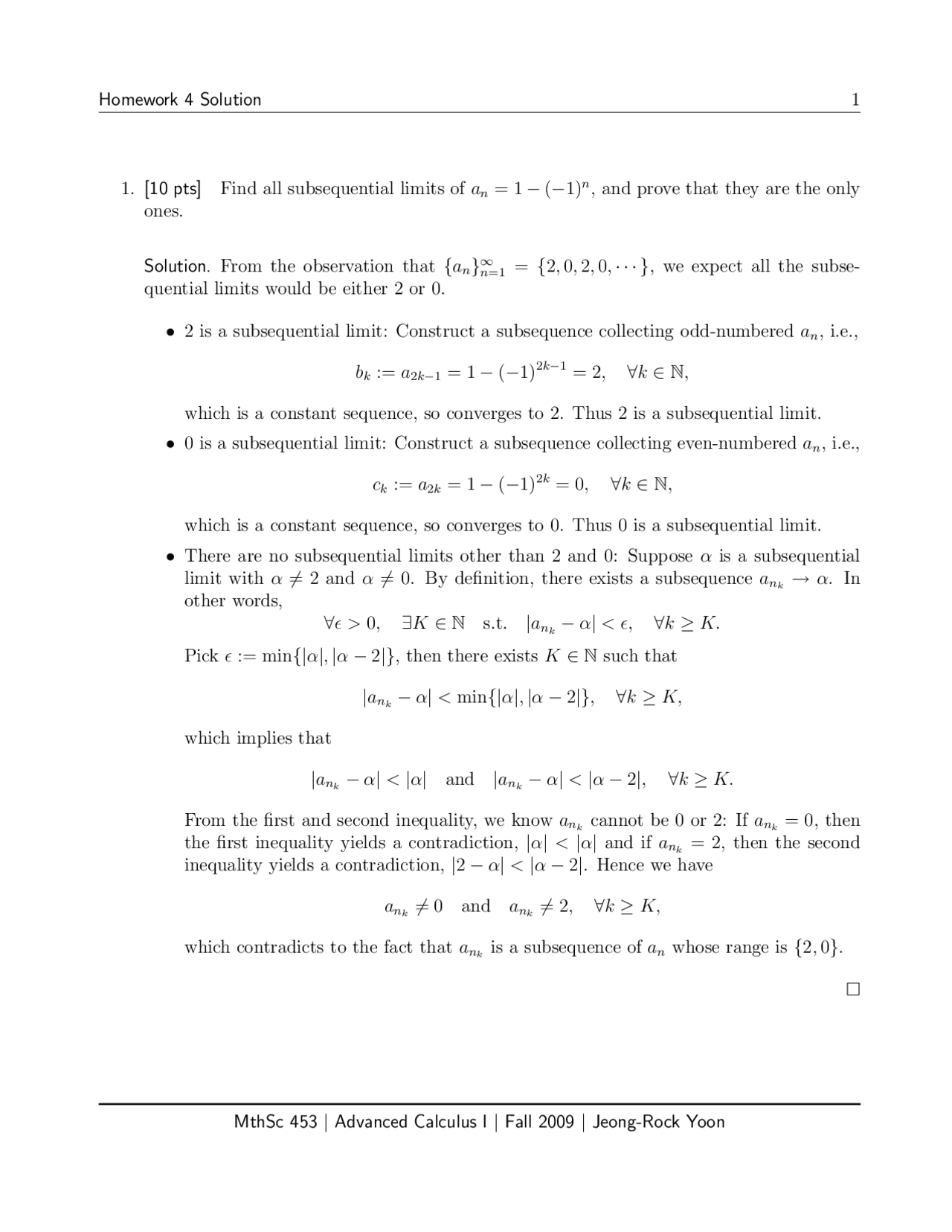 Advanced Calculus Homework Homework 4 Questions with Solution - Advanced Calculus I | MTHSC 453 ...