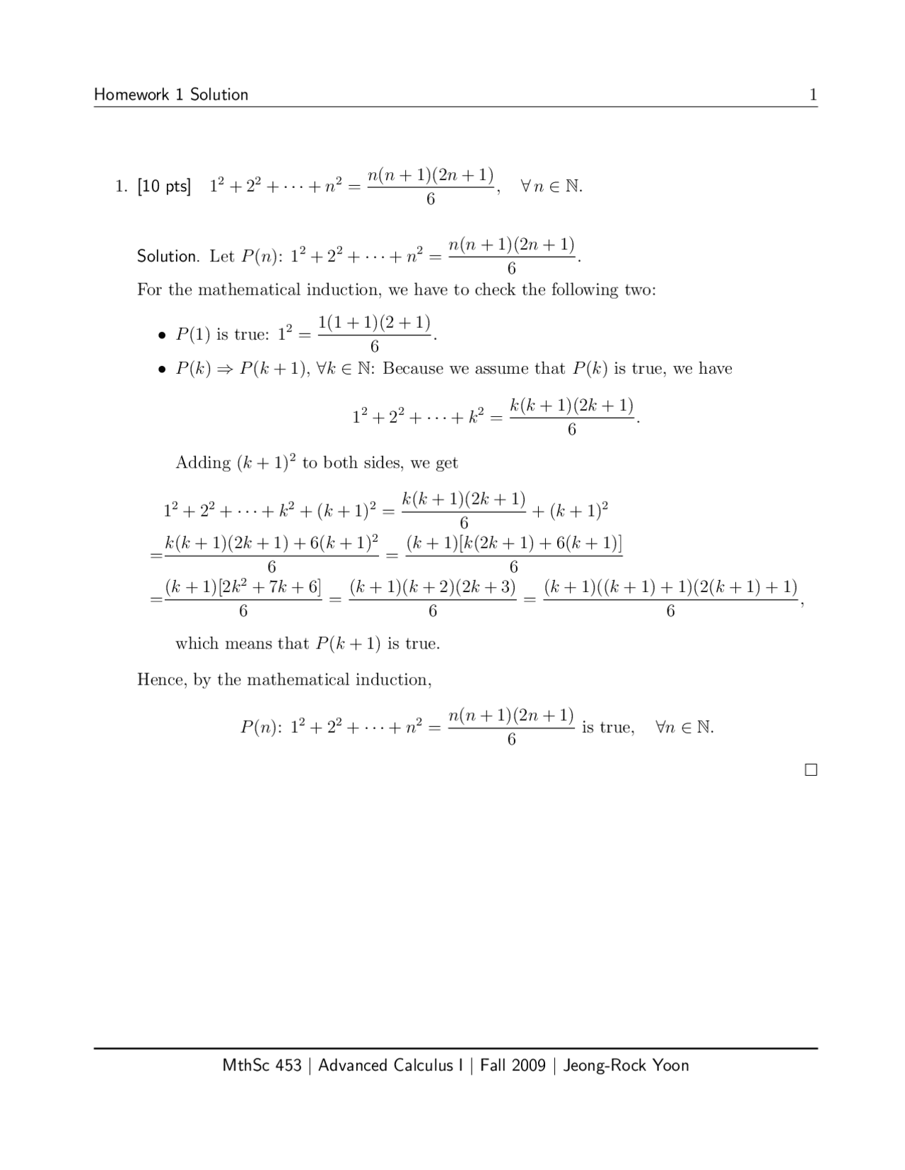 Homework 1 Questions with Solutions - Advanced Calculus I | MTHSC 453 ...