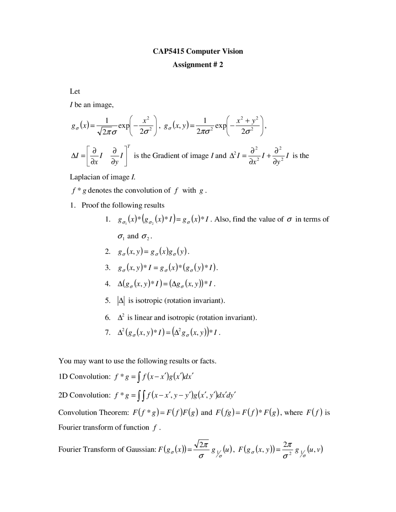 Questions to Assignment 2 | Computer Vision Systems | CAP 6411 - Docsity
