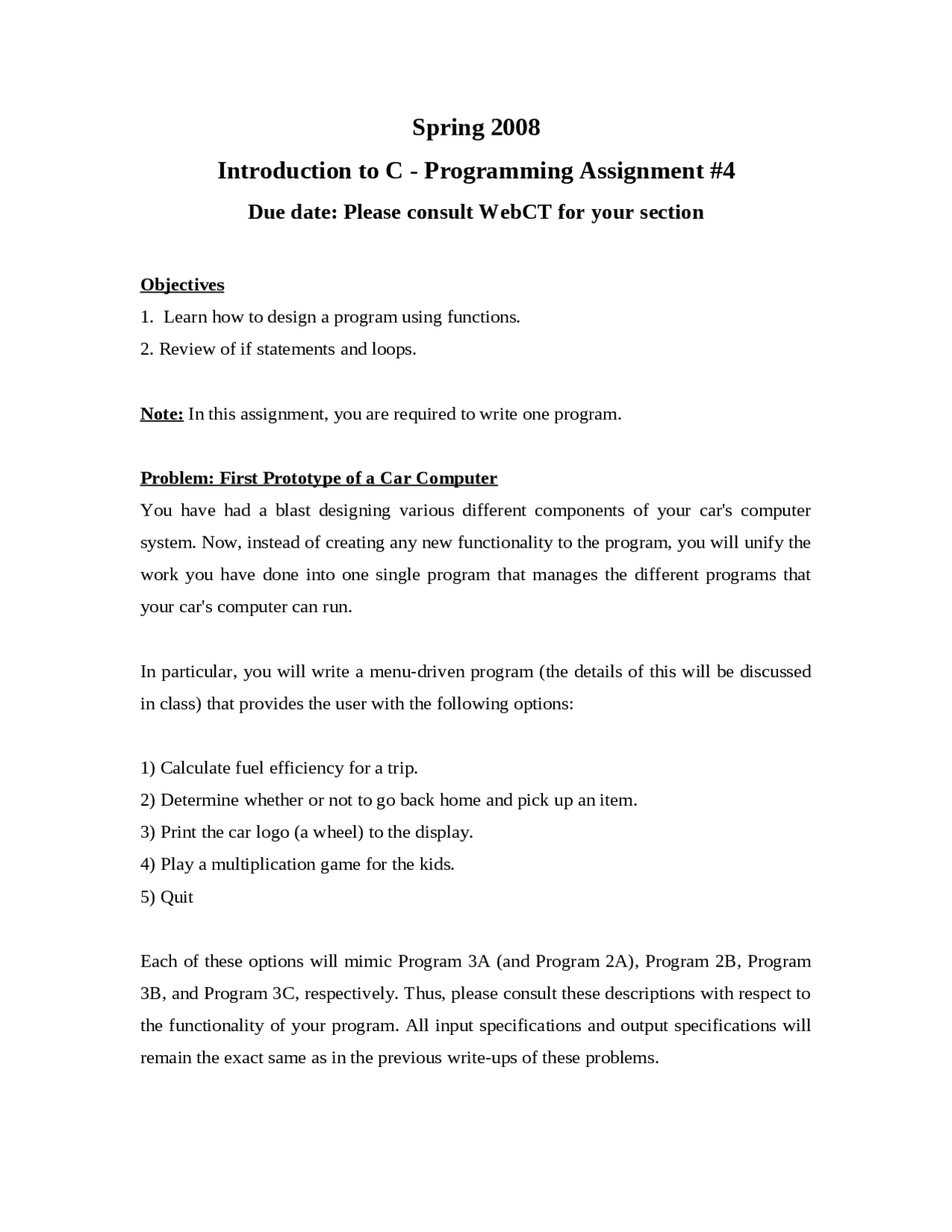 Introduction to Programming with C - Assignment 4 | COP 3223 ...