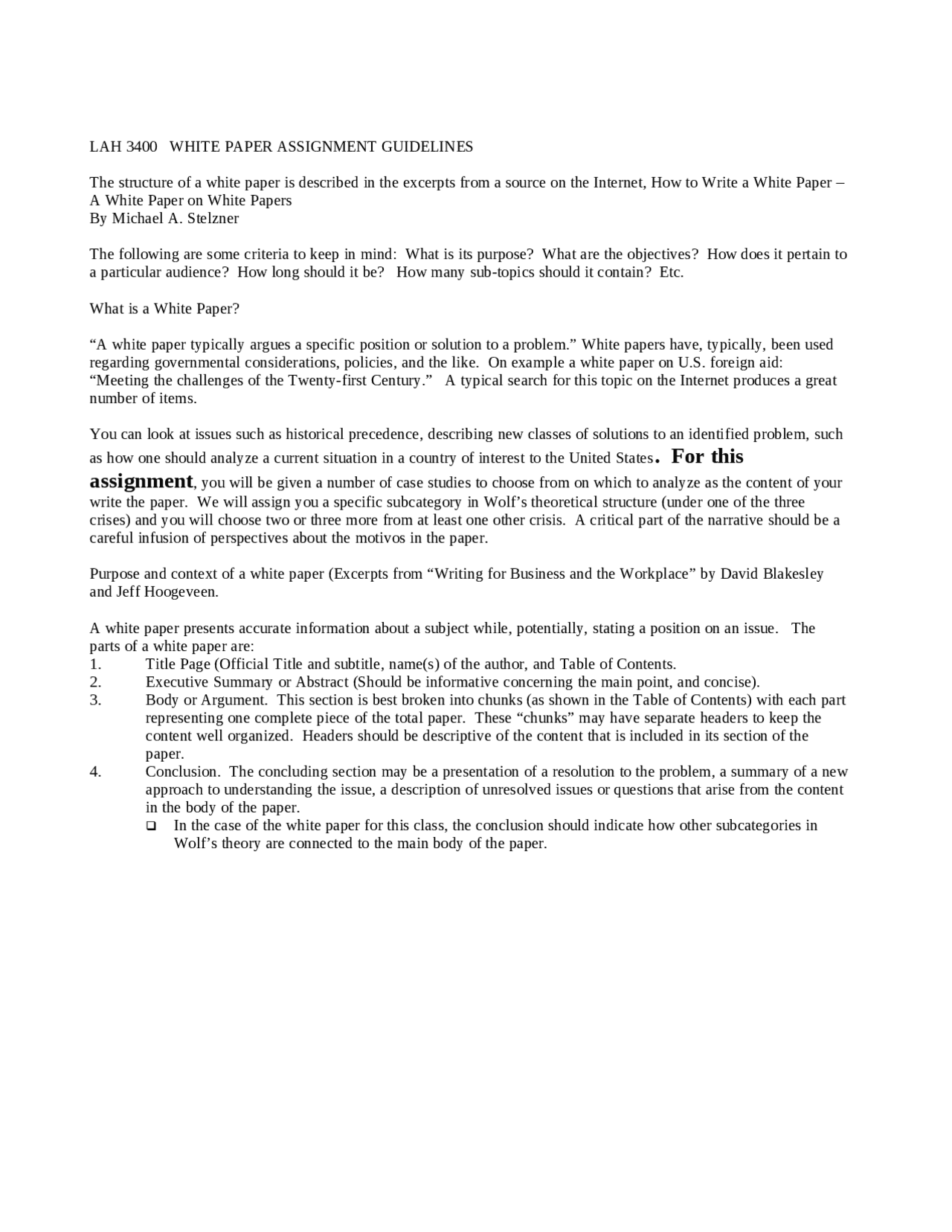 White Paper Assignment Guidelines for Analyzing Mexico and Central ...