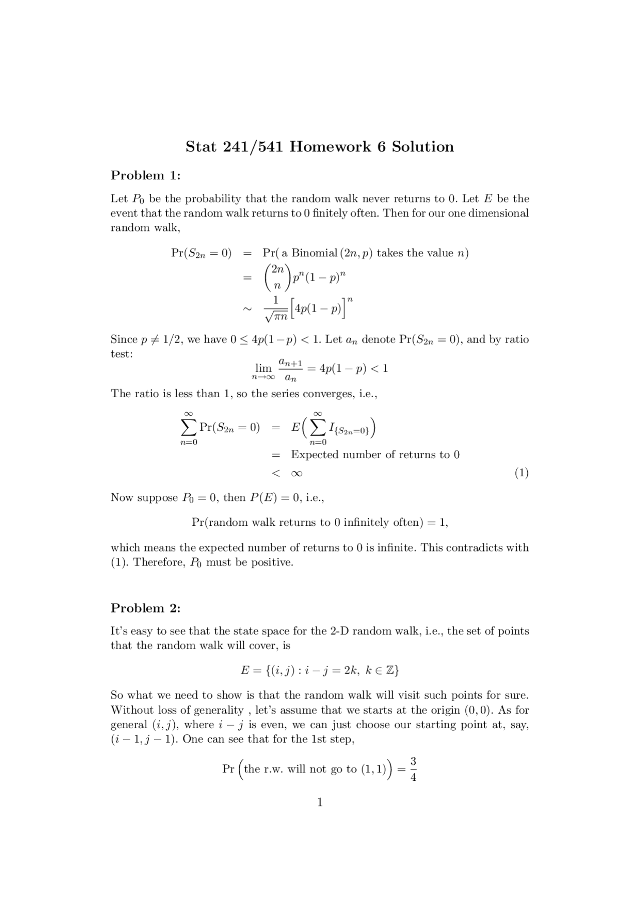4 Problems on Probability Theory with Solution - Homework 6 | STAT 241 ...