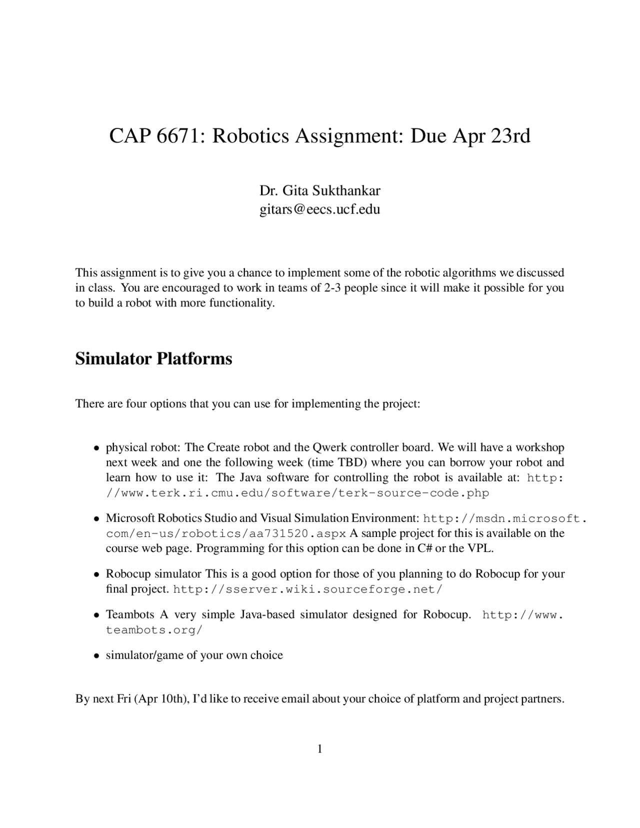 Robotics Assignment - Intelligent Systems: Robots, Agents, and Humans ...