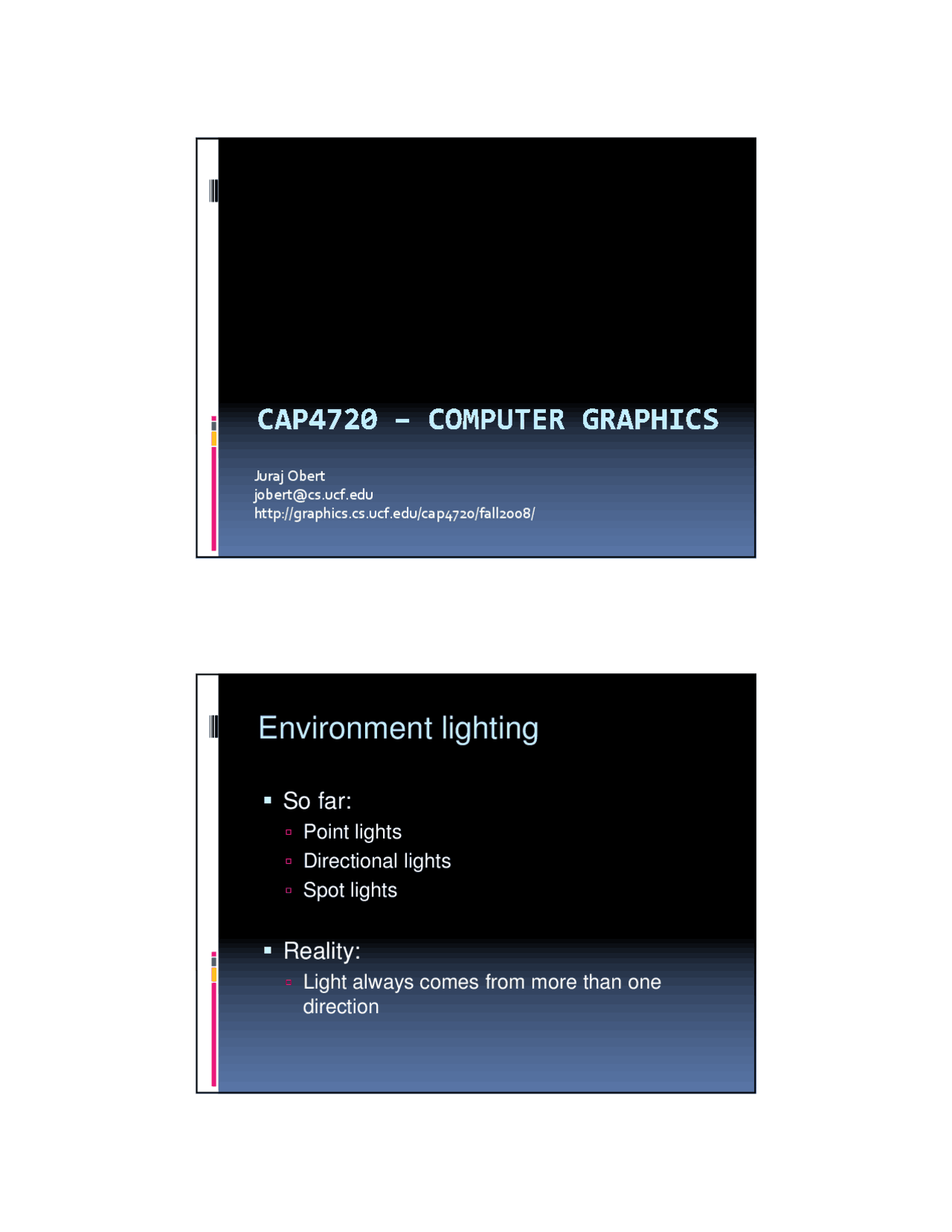 Environment Lighting - Computer Graphics | CAP 4720 - Docsity