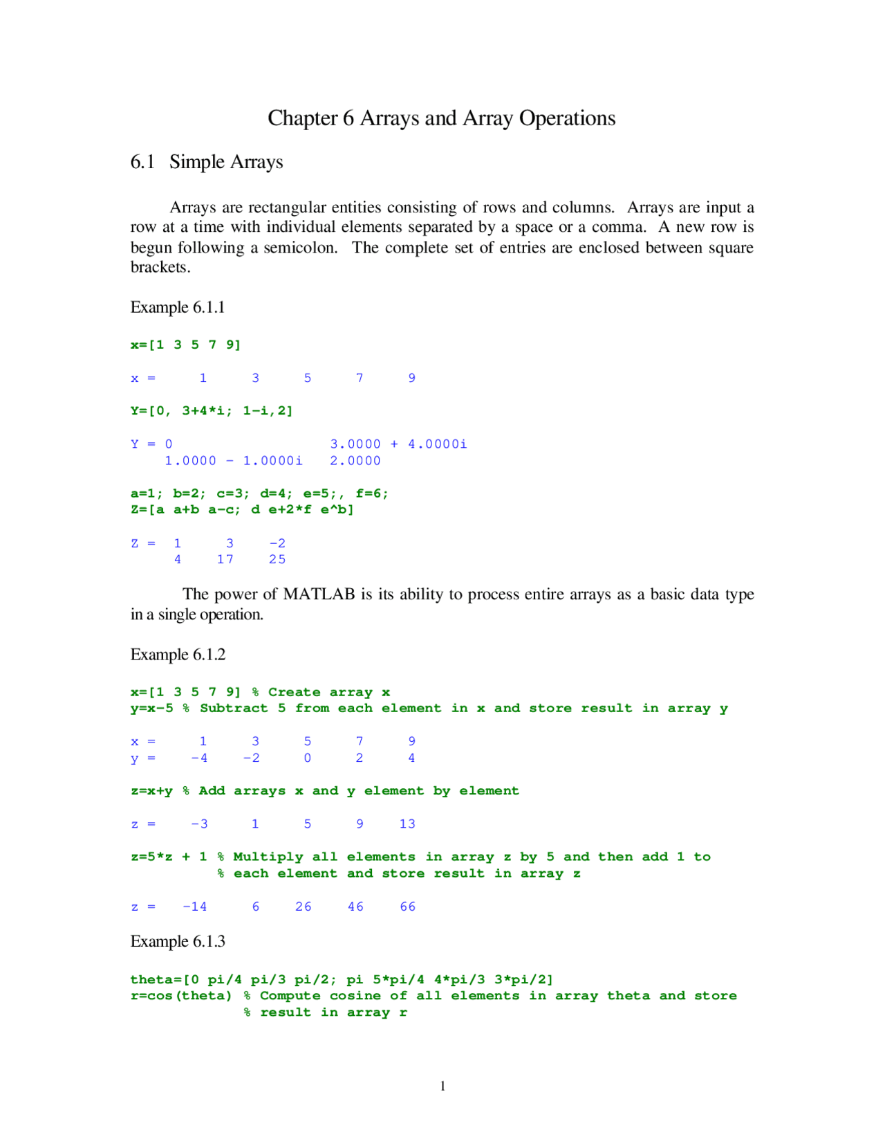 Solved Examples on Arrays and Array Operations - Engineering Analysis ...