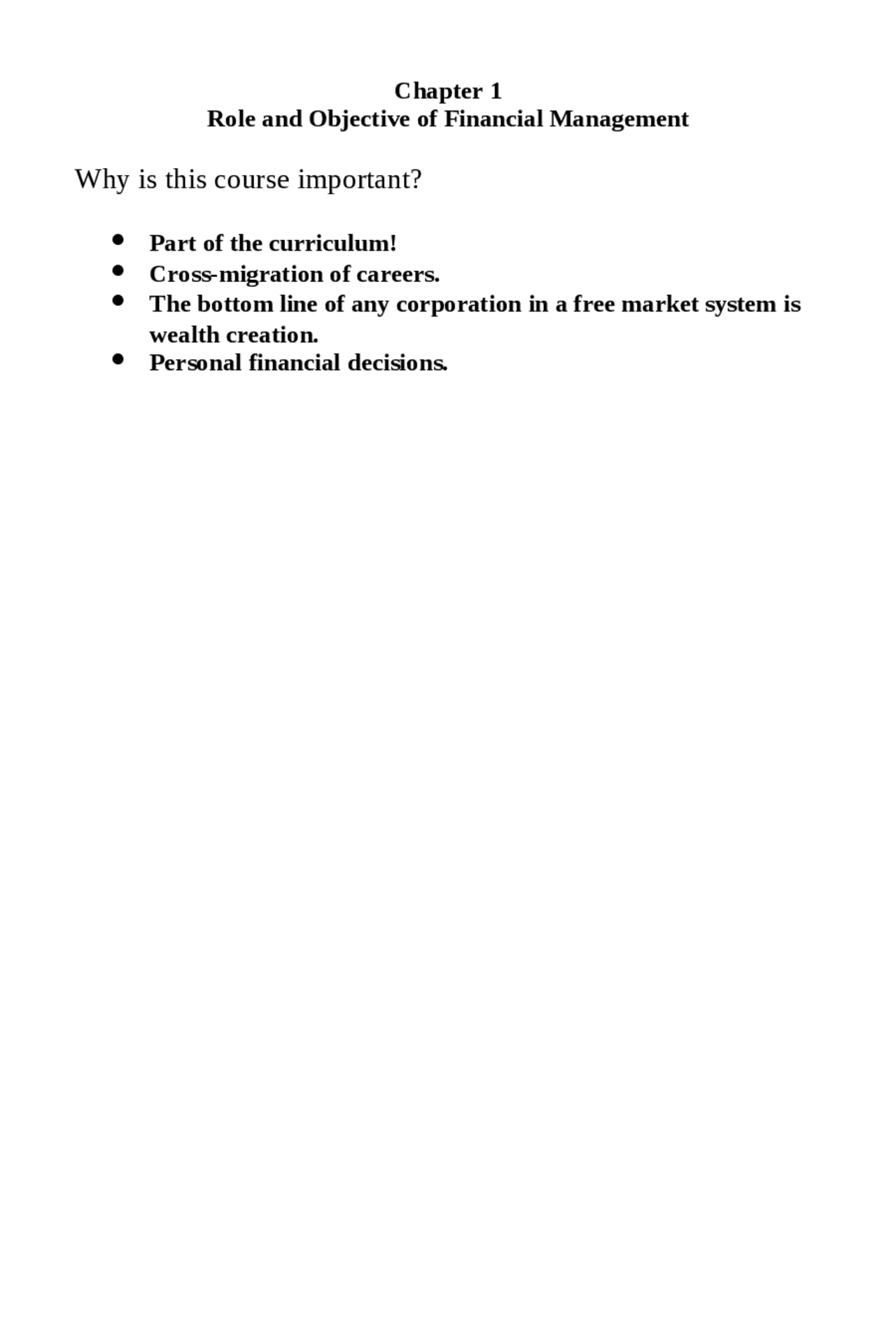 Rule and Objective of Financial Management - Notes | FIN 3113 - Docsity
