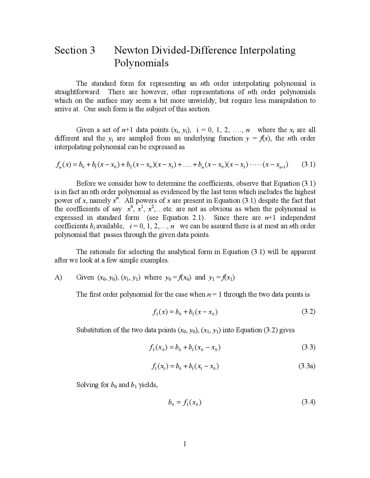 Newton Divided-Difference Interpolating Polynomials - Lecture Notes ...
