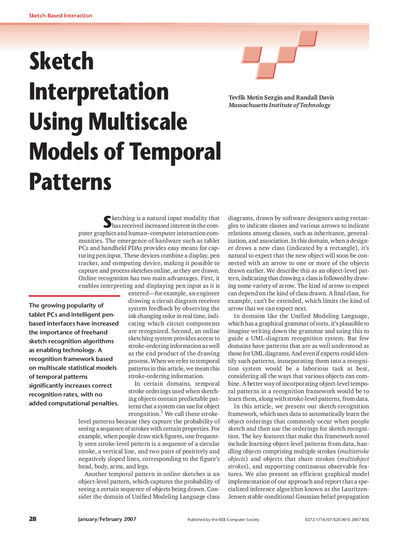 Sketch Interpretation Using Multiscale Models of Temporal Patterns ...