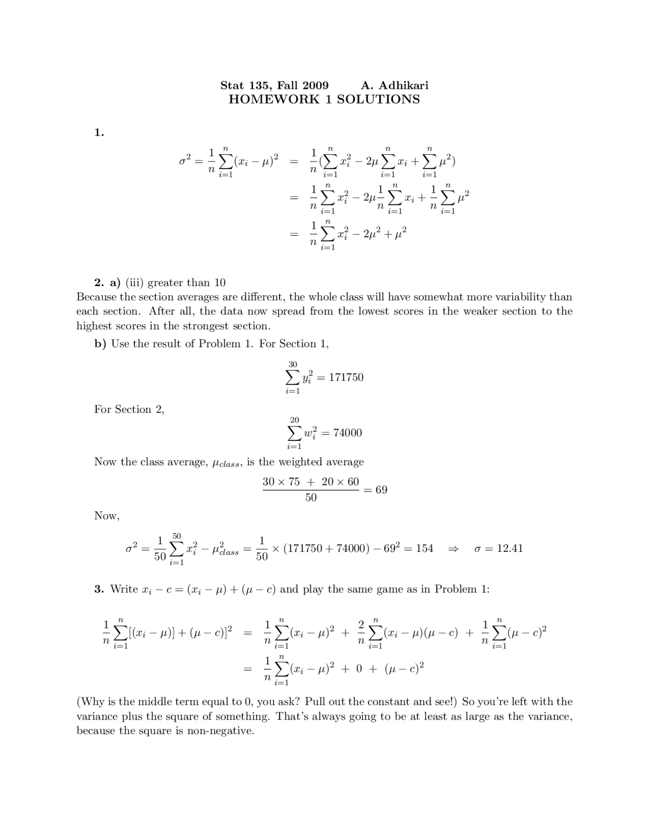 10 Solved Problems on Concepts of Statistics - Homework | STAT 135 ...