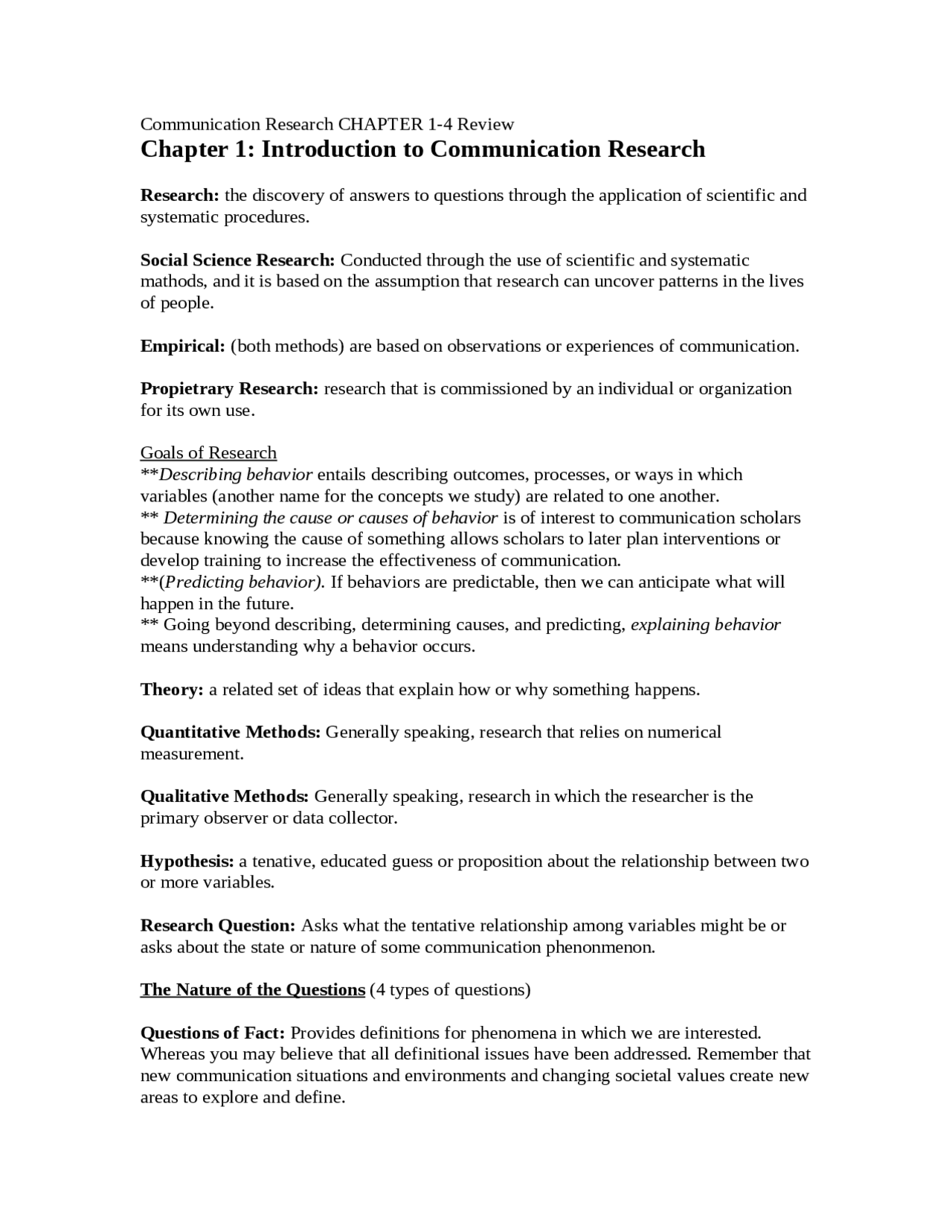 Introduction to Communication Research - Study Guide | COMM 2030 - Docsity