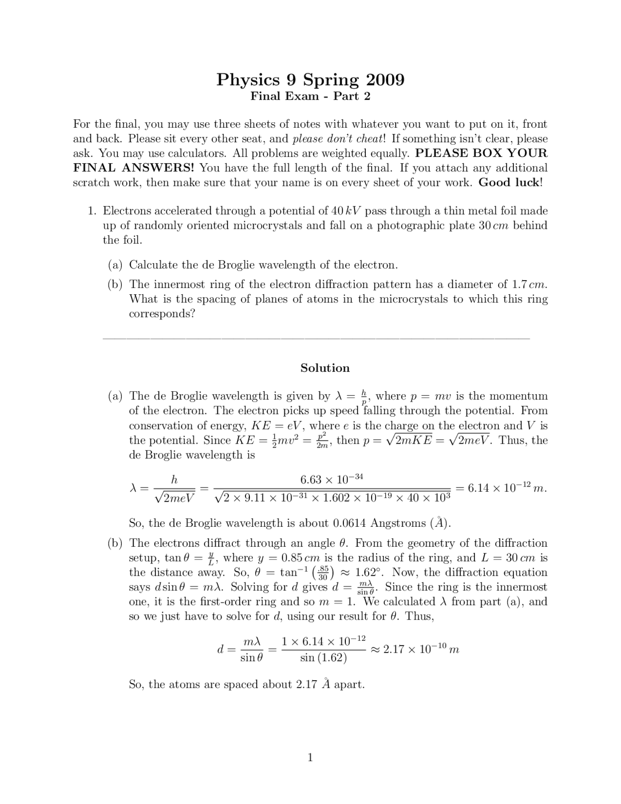 Final Exam 2 Questions with Resolutions - Introductory Physics II ...