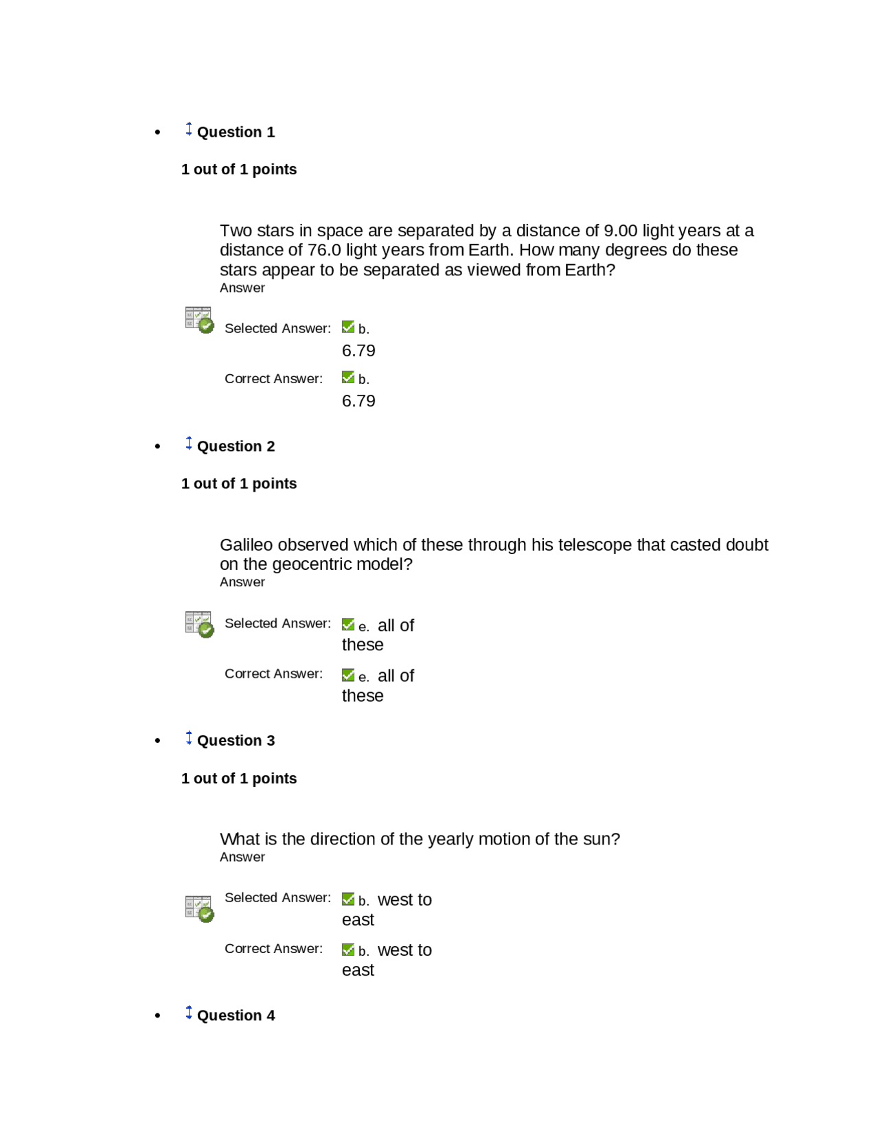 Basic Astronomy Math Question 10 Solved Questions for Examination 1 - Astronomy | - Docsity