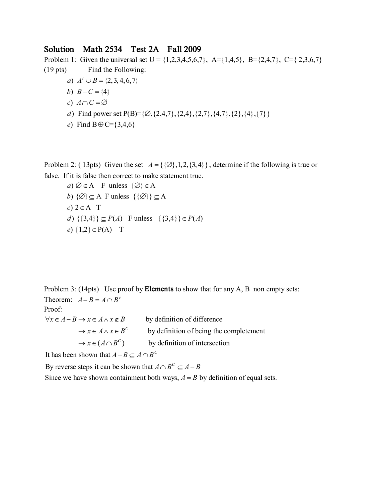 Solutions For Test 2a Introduction To Discrete Mathematics Math Solutions For Test 2a Introduction To Discrete Mathematics Math