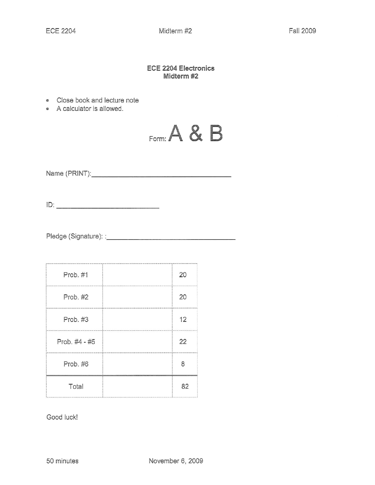 Electronics Midterm Paper Solved Ece 2204 Docsity