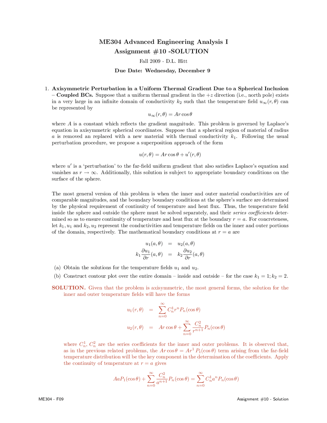 Assignment 10 Solutions - Advanced Engineering Analysis I | ME 304 ...