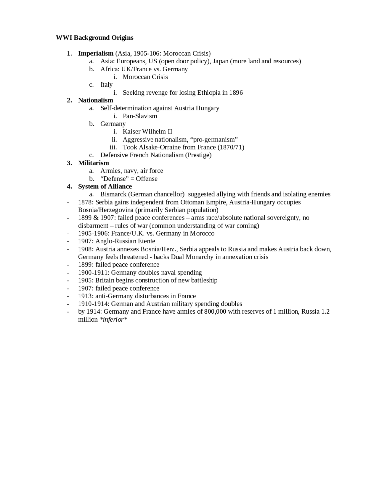 World War 1 Background Origins - Lecture Notes | HIST 103 | Study notes ...