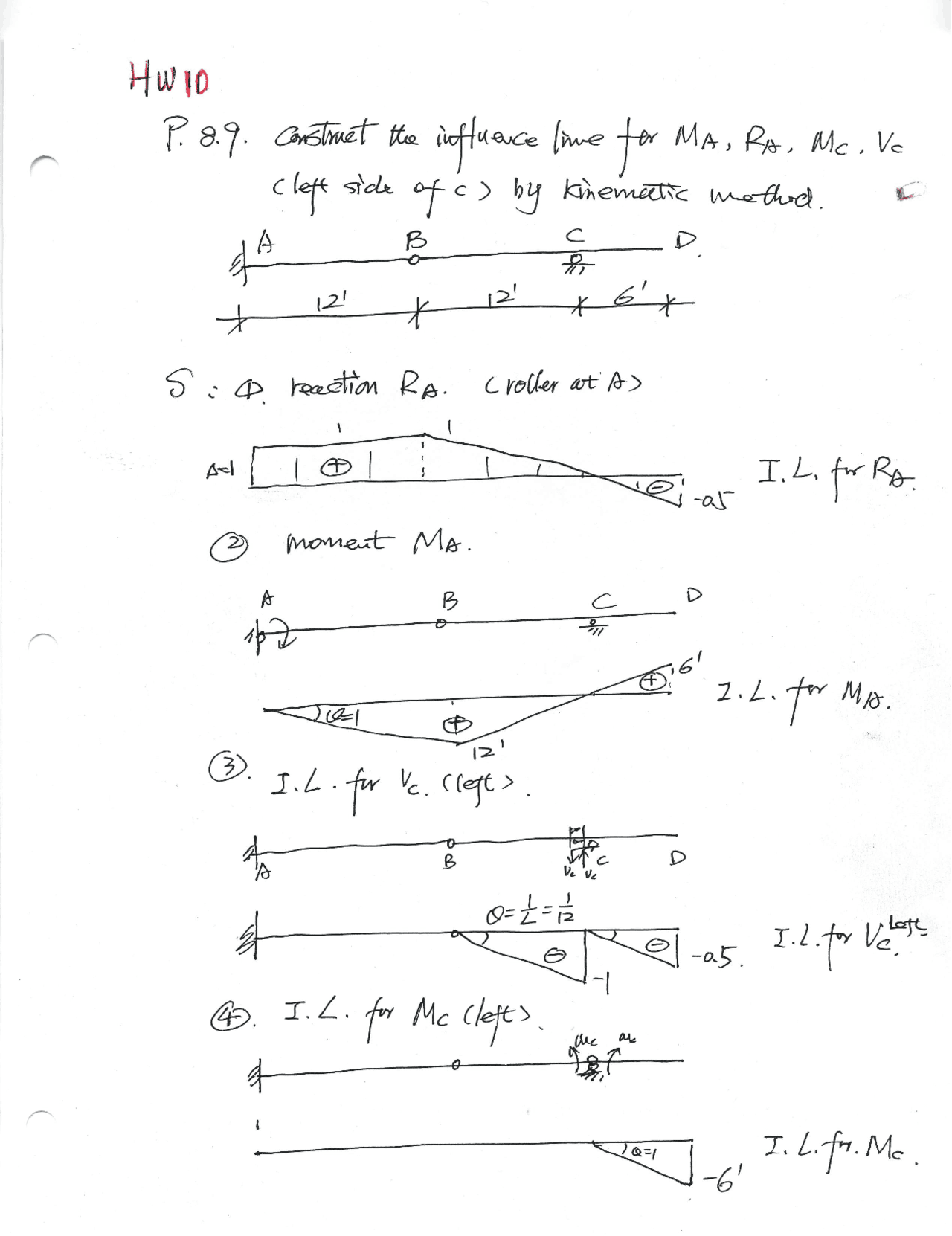 Introduction to Structural Analysis - Homework 10 | CIV ENG 360 - Docsity