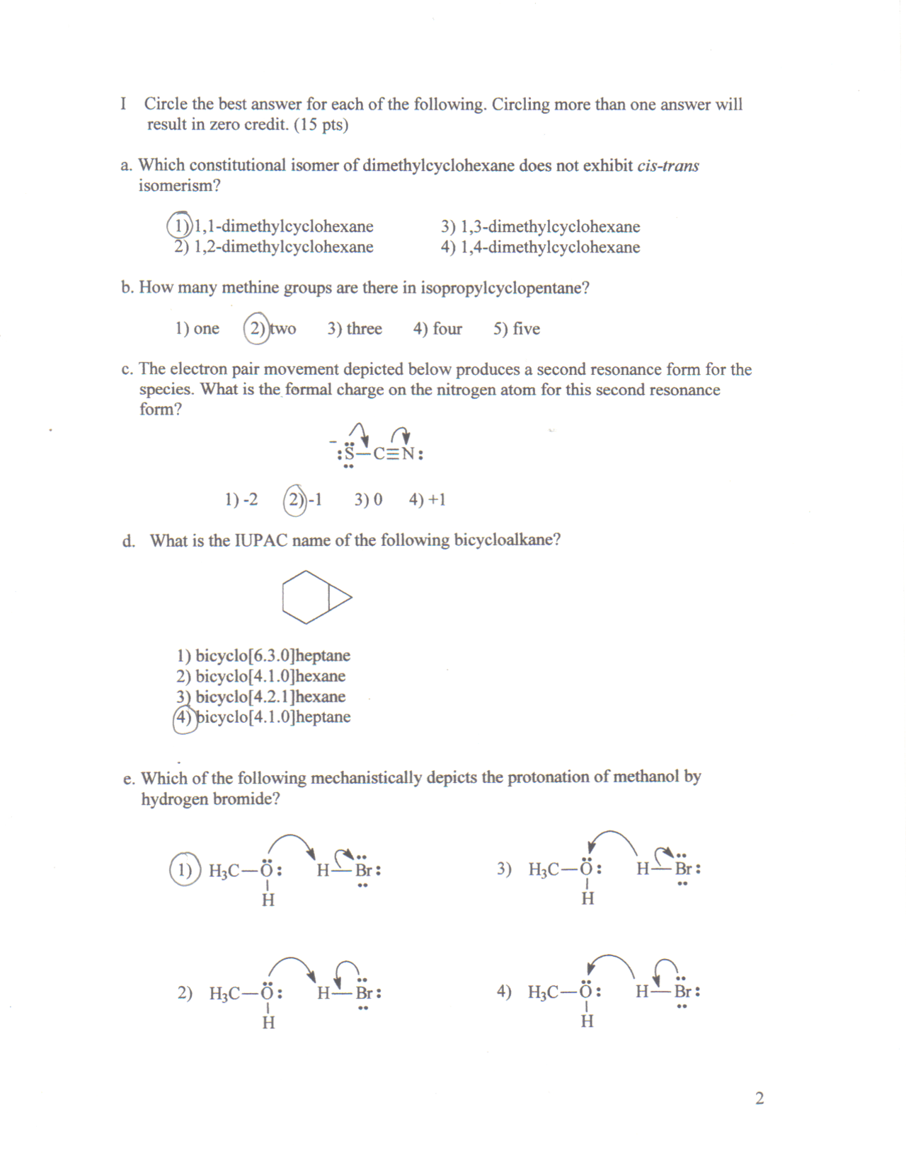 Exam 1 with Answer Key - Organic Chemistry I | CHEM 232 - Docsity