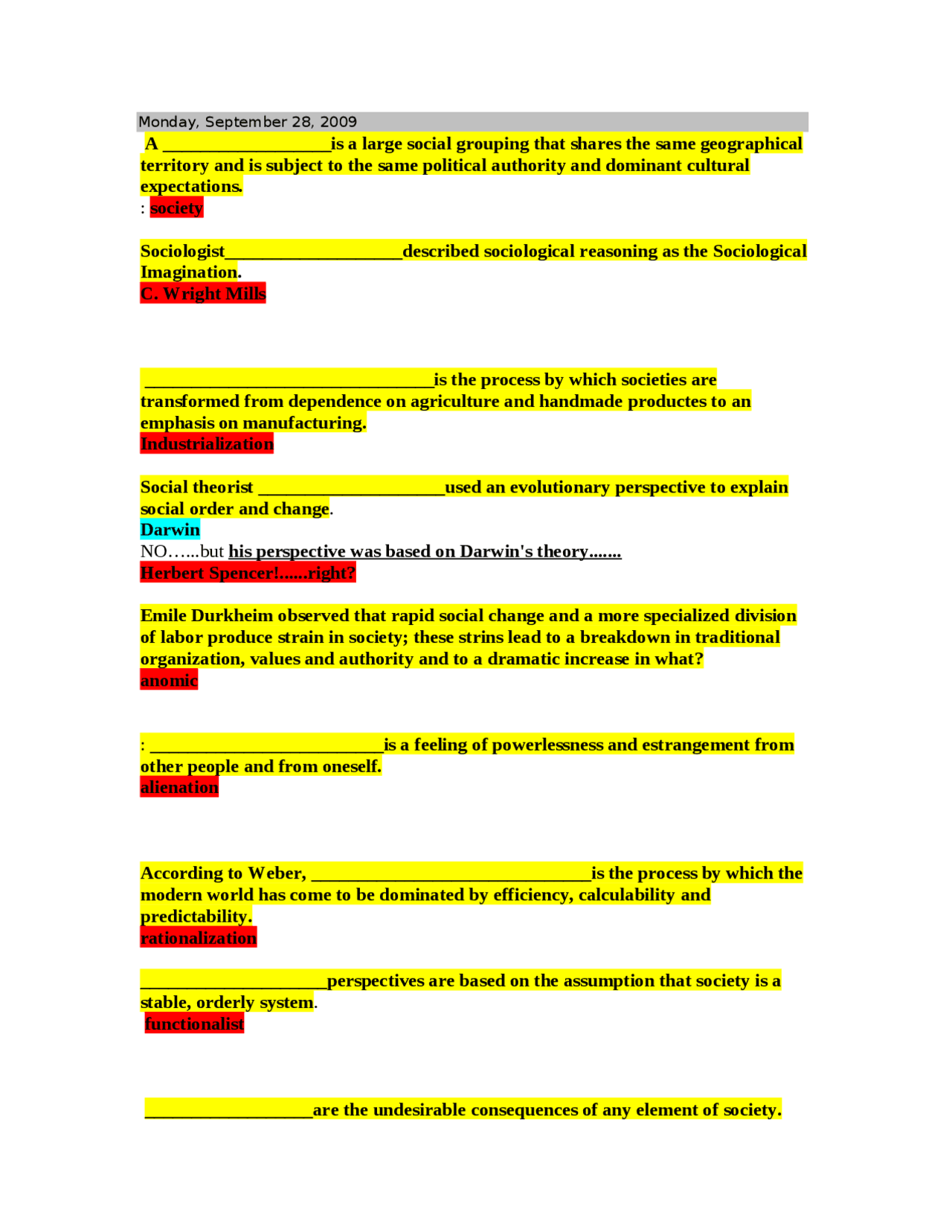 Chat Review Session for Test - Introduction to Sociology | SOCI 1101 ...