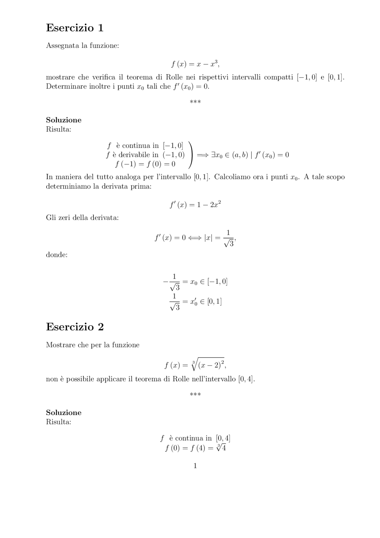 Teorema Di Rolle Lagrange Cauchy Docsity