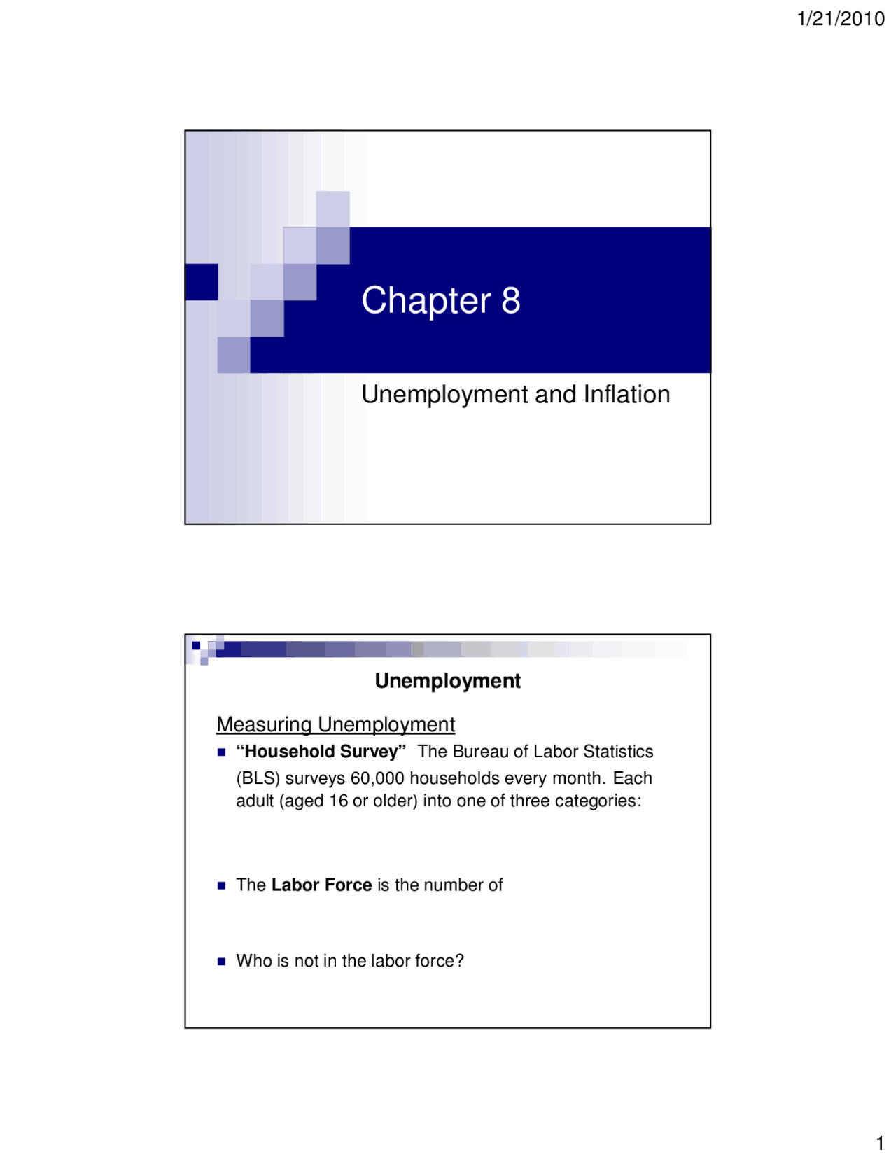Unemployment and Inflation | Principle of Economics | ECON 203 - Docsity