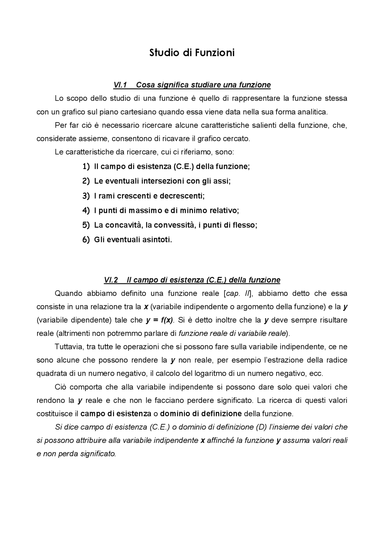 esercizi sullo studio di funzioni