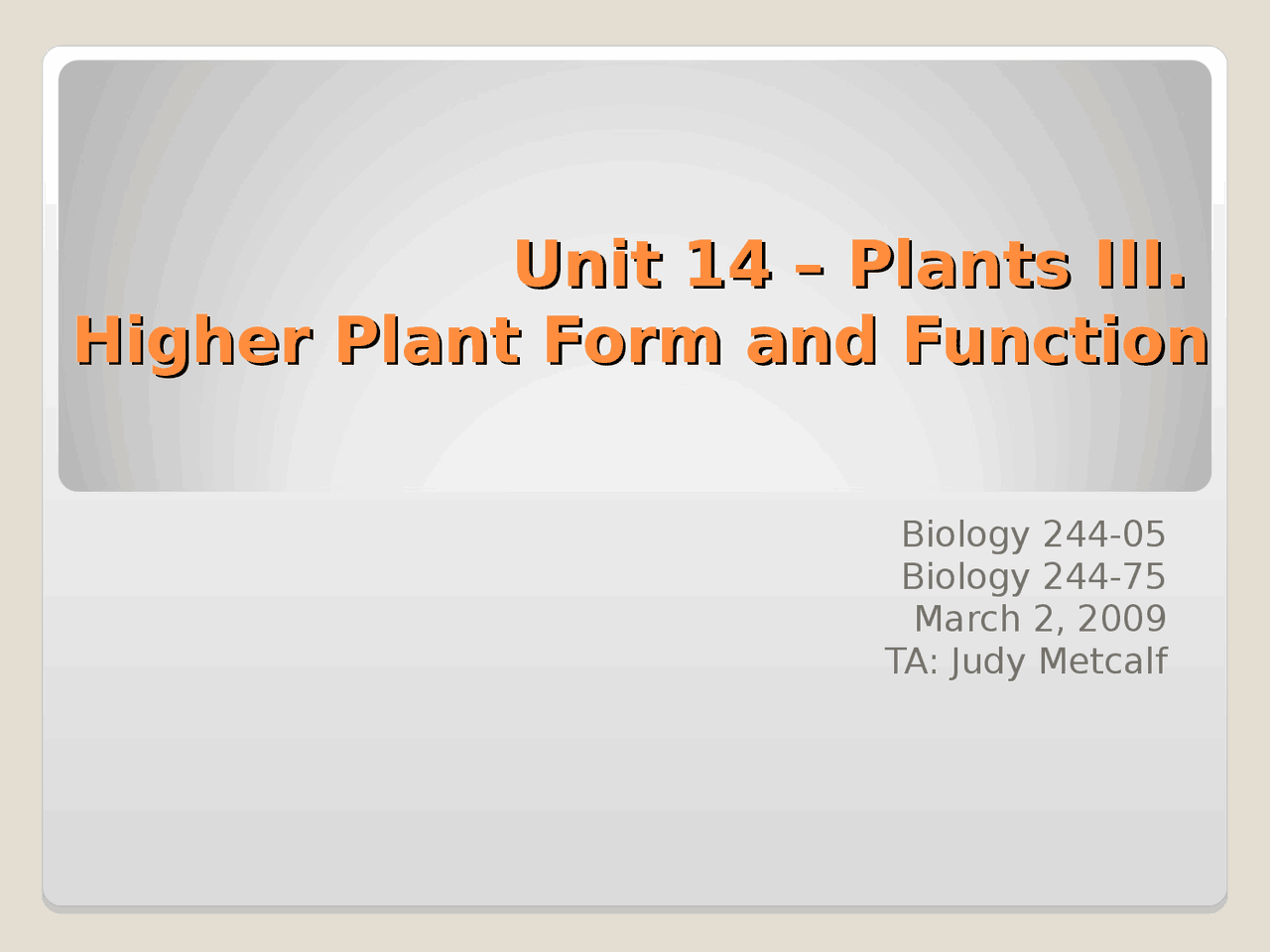 Plant Form and Function - Lecture Notes | BIOL 244 - Docsity