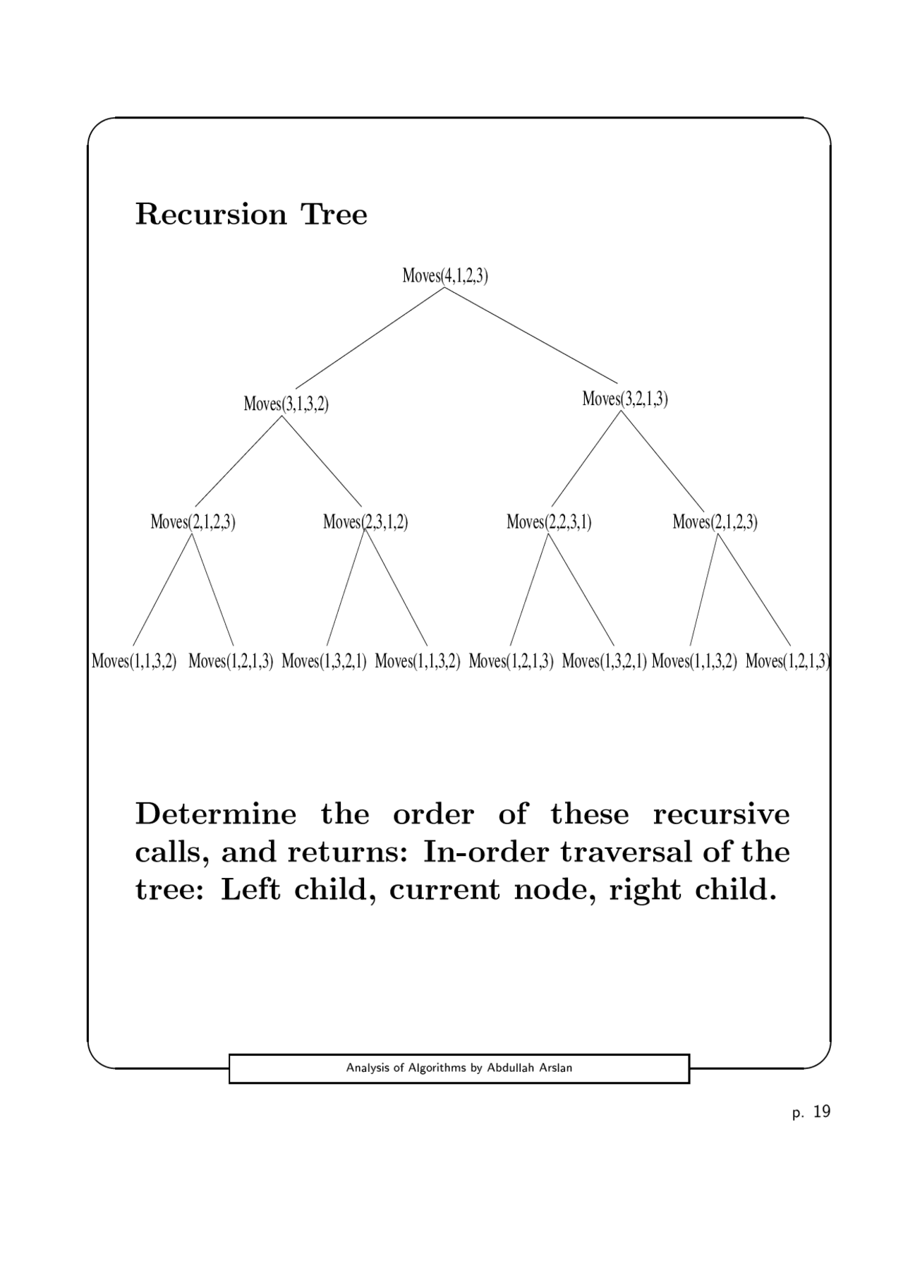 Recursion Tree Method Algorithms Analysis Recursion Tree - Lecture Slides - Algorithm Design and Analysis | CS ...
