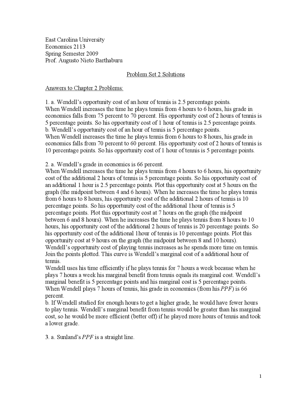 Principles of Microeconomics - Problem Set 2 with Solutions | ECON 2113 ...