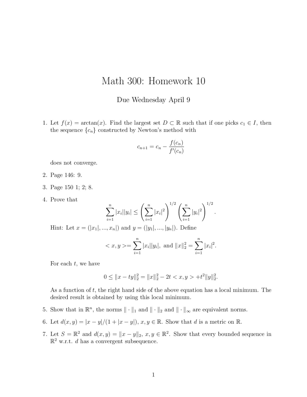 7 Practice Problems on Topics in Analysis - Homework 10 | MATH 300 ...