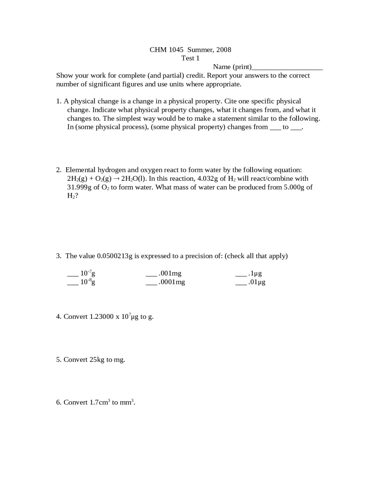 Exam 1 Review - General Chemistry with Qualitative Analysis I | CHM ...