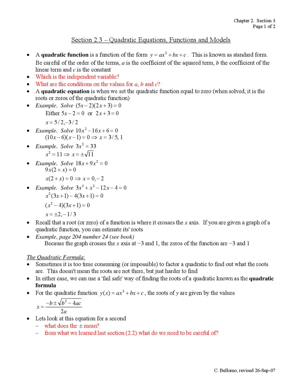Quadratic Equations, Functions and Models – College Algebra | MATH 124 ...