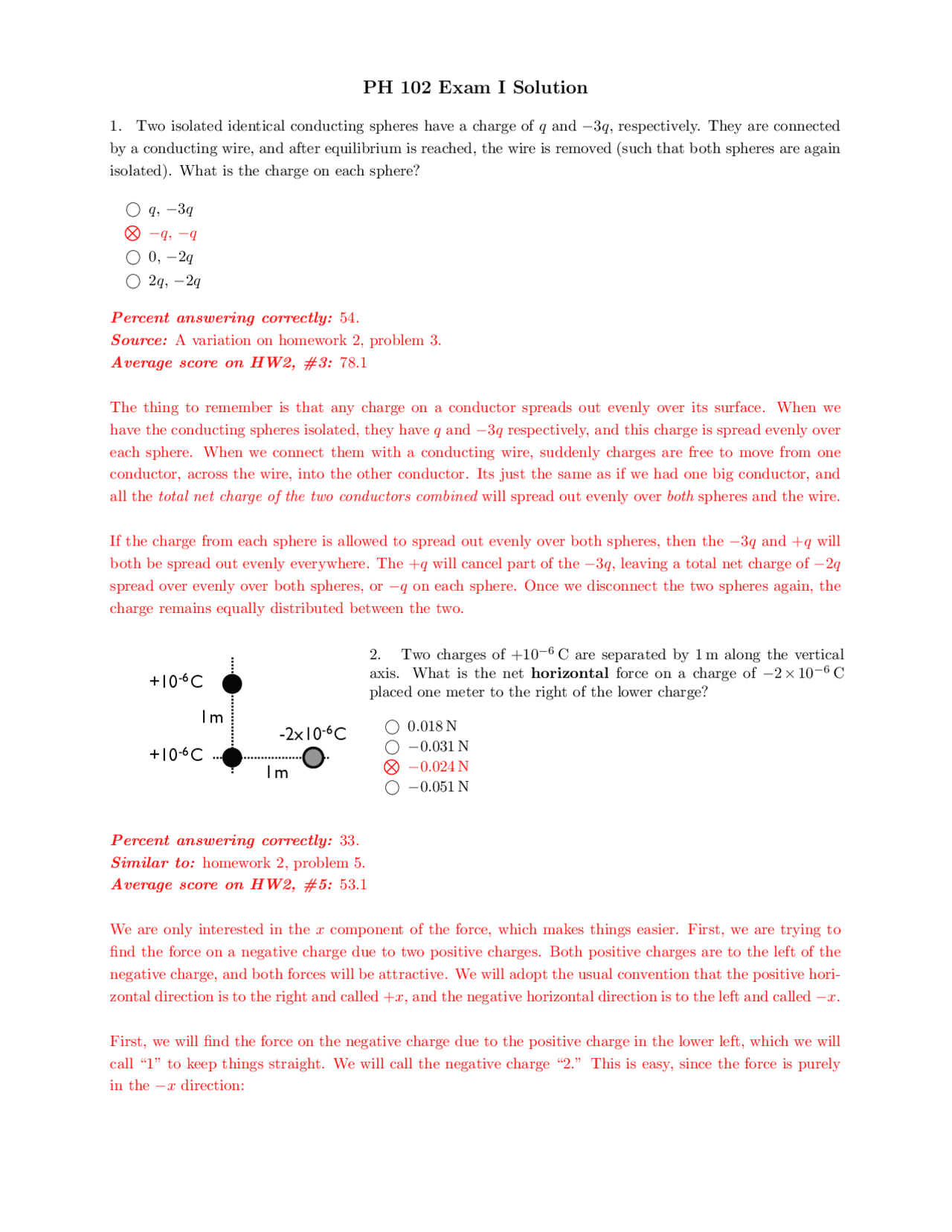 Practice Exam 1 Solutions on General Physics II | PH 102 | Assignments ...