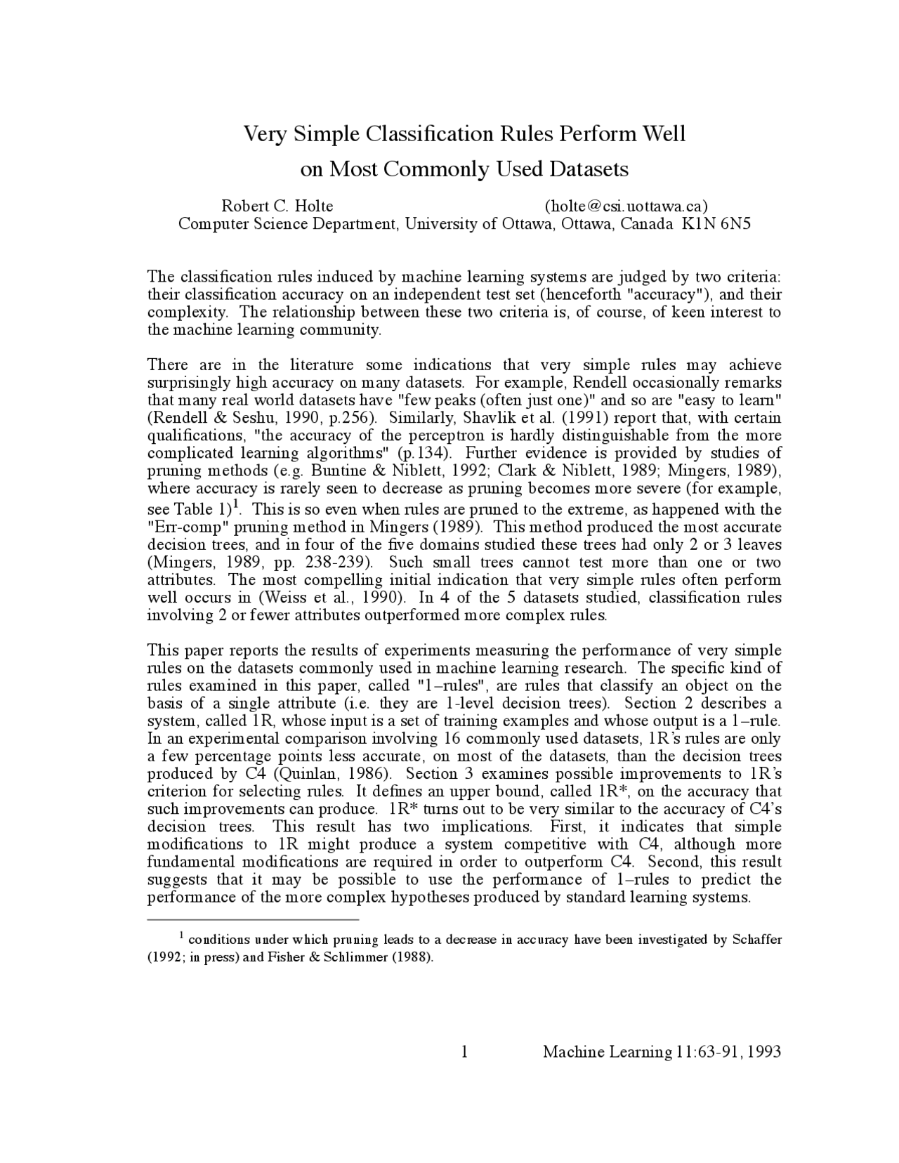 Simple Classification Rules Used Datasets In Machine Learning COSC
