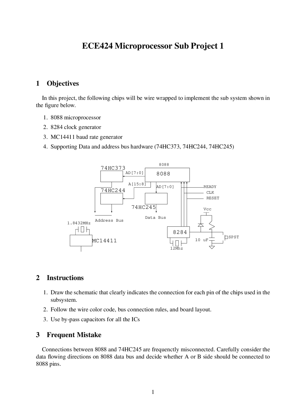 Objectives and Instructions on the Microprocessors Project 1 ECE