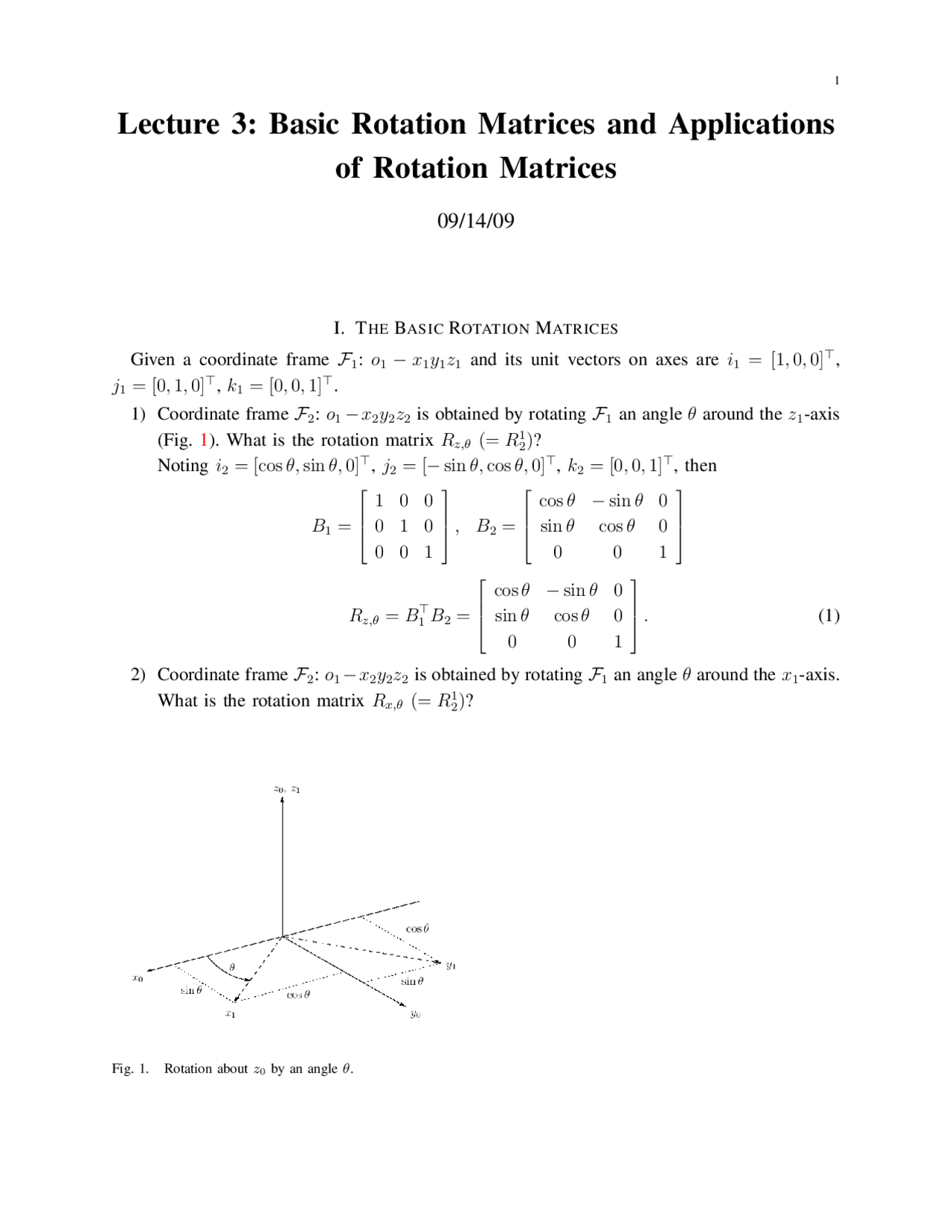 Basic Rotation Matrices and Applications of Rotation Matrices | ELEE ...