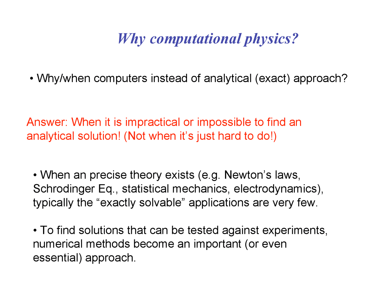Why Computational Physics - Problems with Solution | PHZ 3151 - Docsity