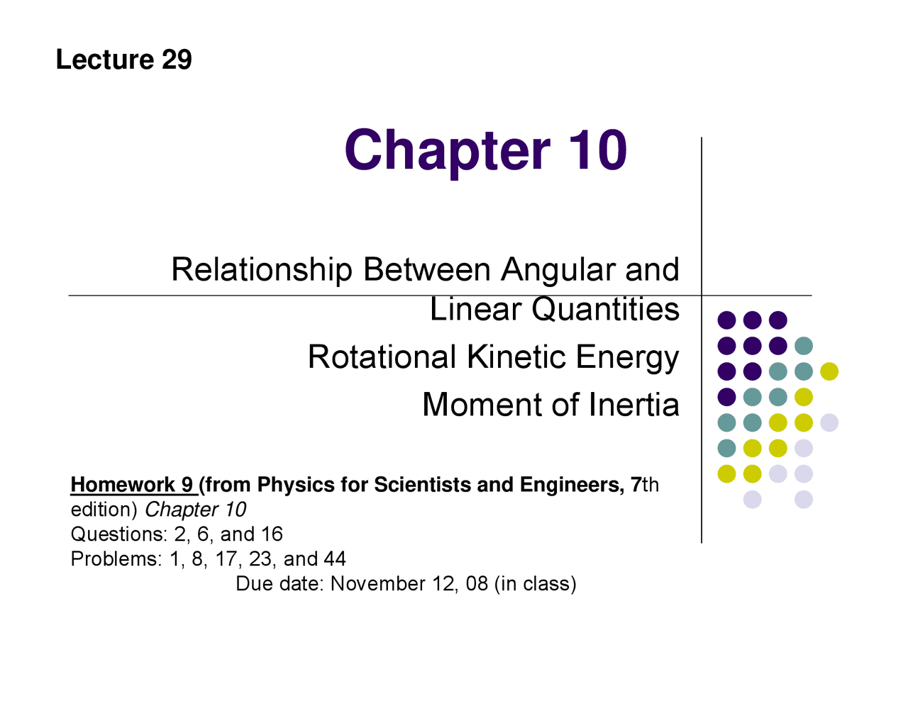 Relationship Between Angular and Linear Quantities | PHYS 205A - Docsity