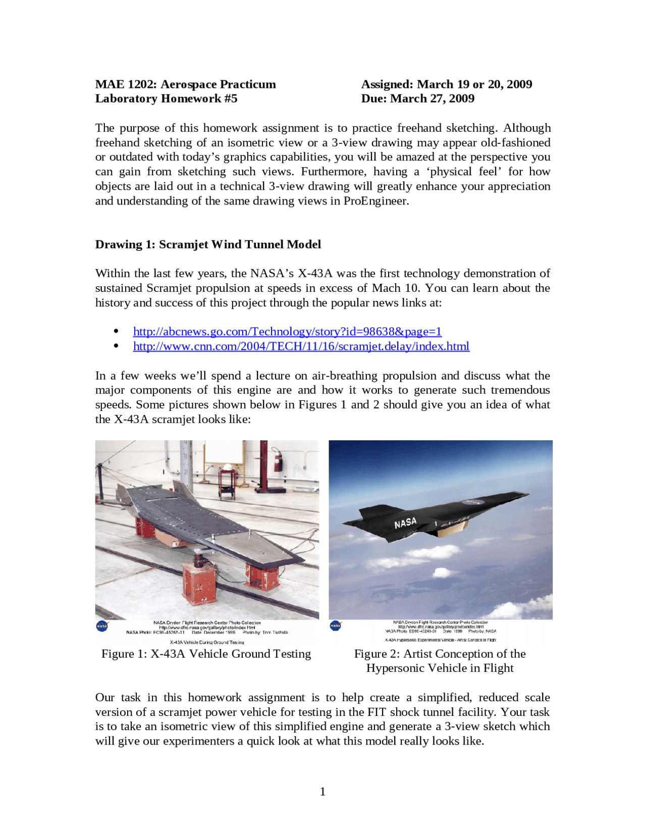 Scramjet Wind Tunnel Model in Aerospace Practicum - Lab Homework | MAE ...
