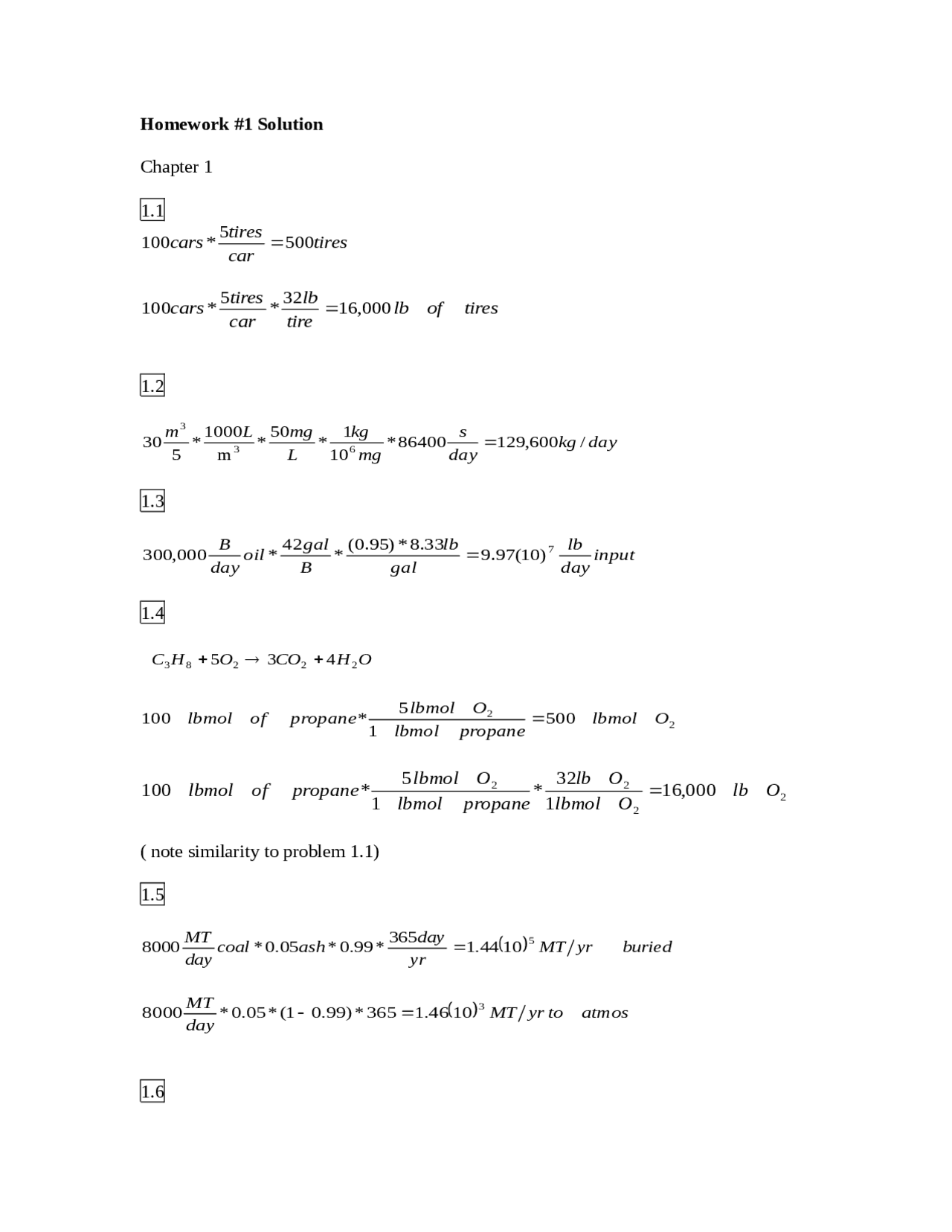 Homework 1 Solution - Introduction to Environmental Engineering | ENV ...