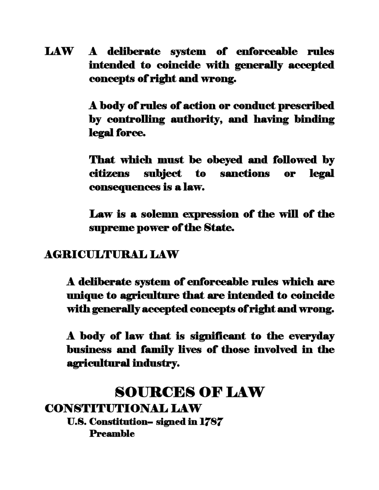 Sources of Law - Lecture Notes | AGEC 4070 - Docsity