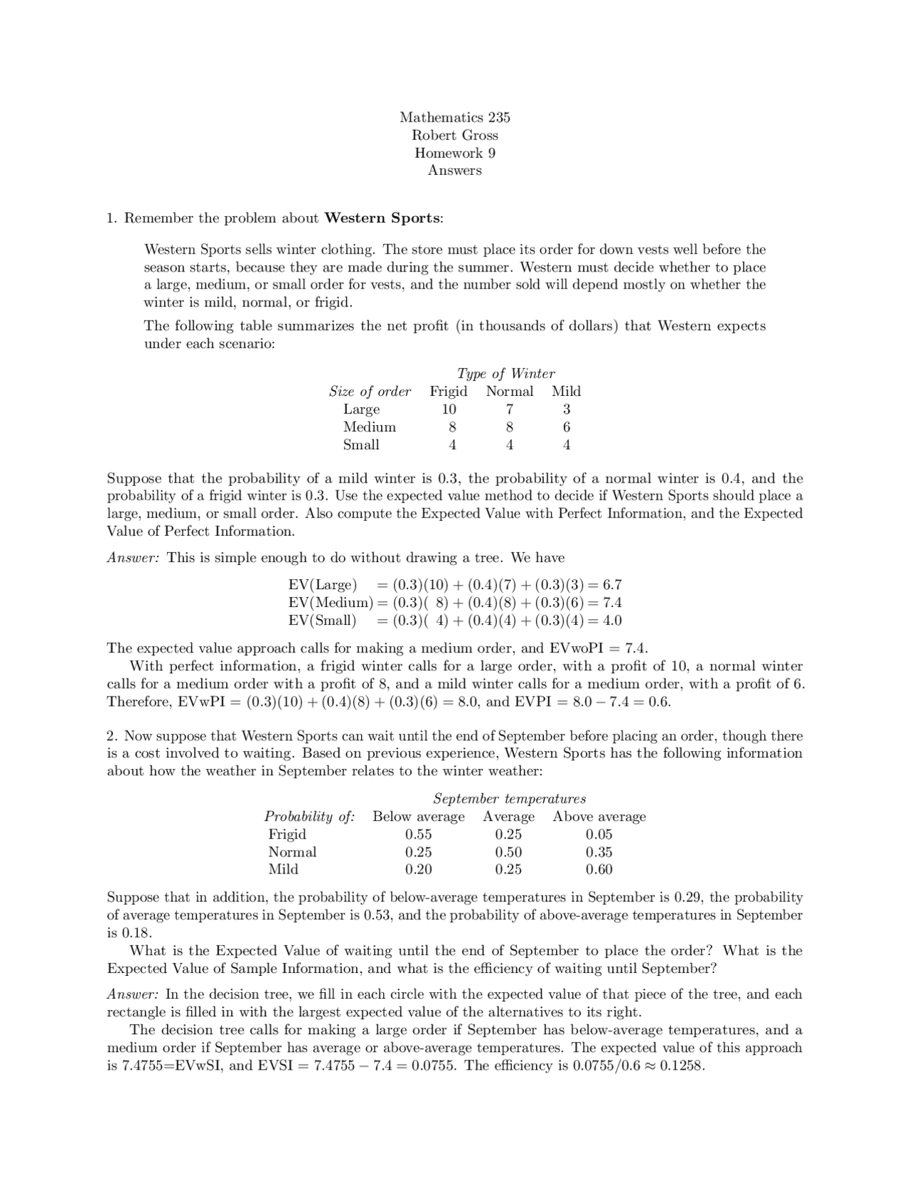 Management Science Math Mathematics for Management Science - Assignment 9 with Answers | MT 235 ...