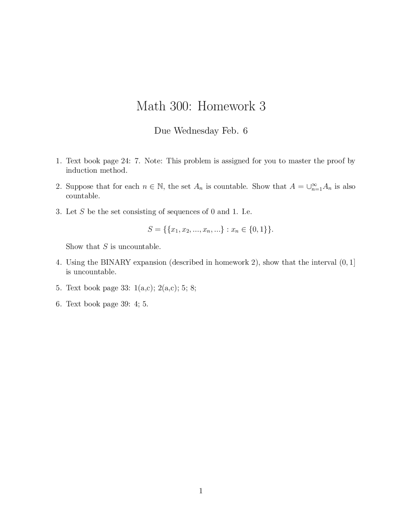 Homework 3 with 6 Practice Problems on Topics in Analysis | MATH 300 ...