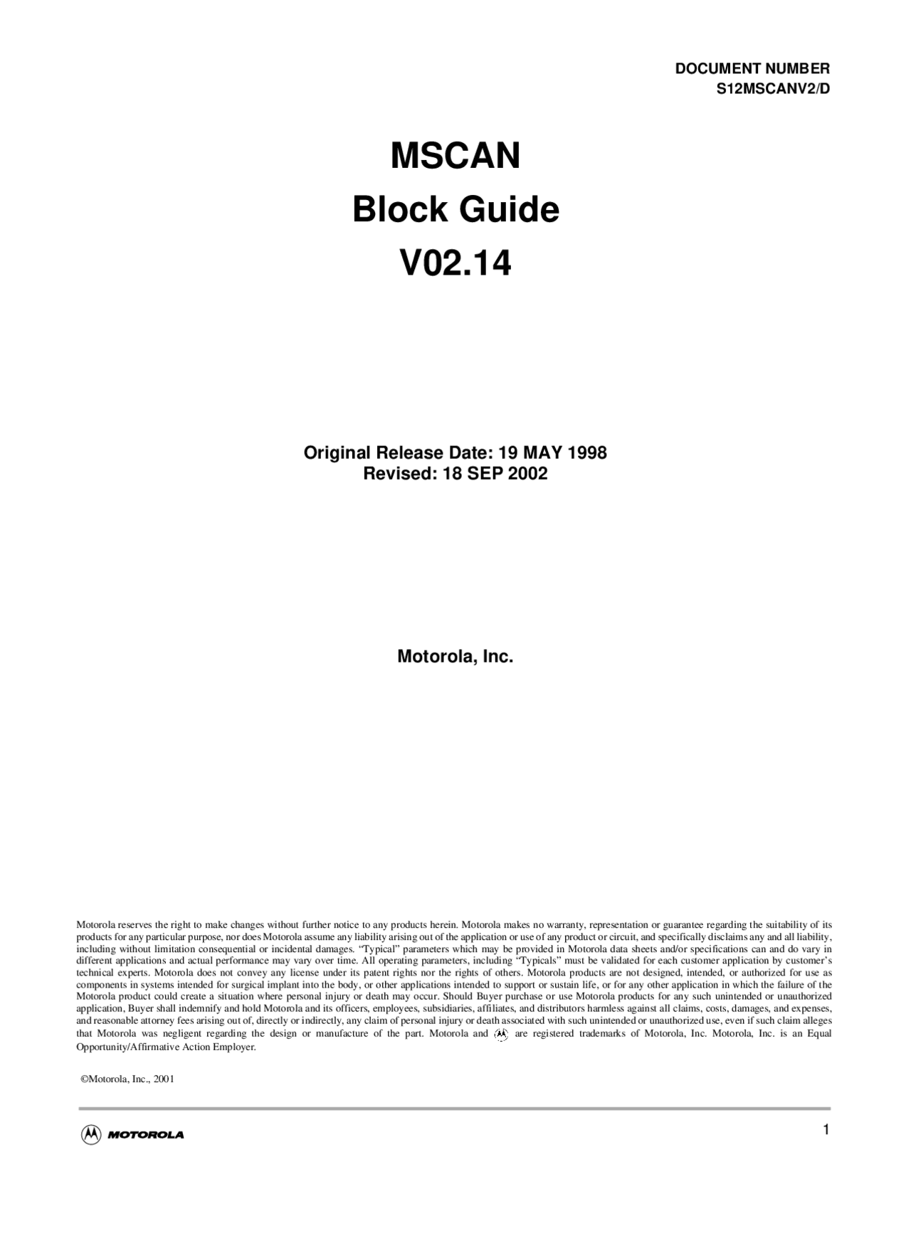 Ms. Block Overview.pdf MSCAN Block Guide - Embedded Microcomputer Based Design | ECE 649 - Docsity