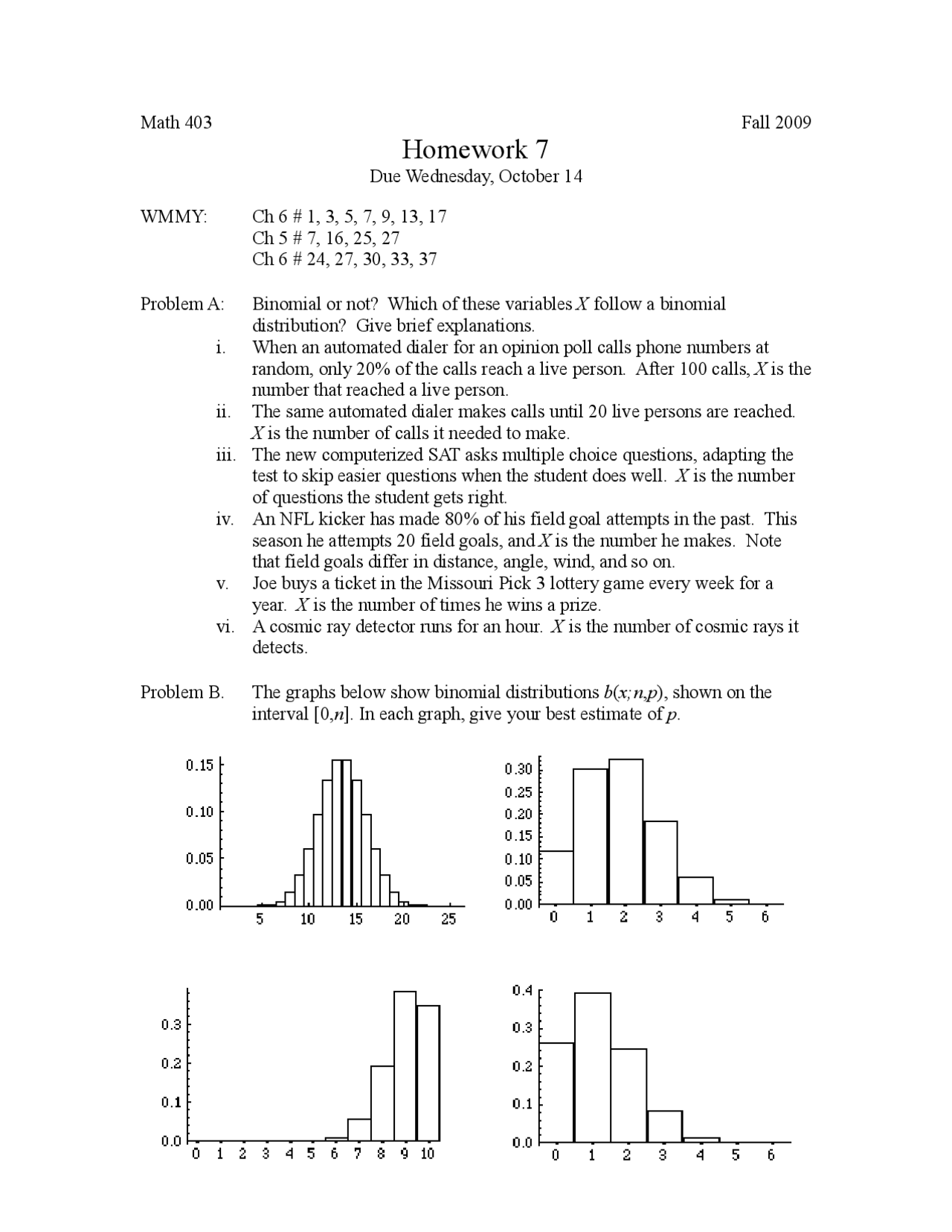 Homework 7 | Probability and Statistics for Engineers | MATH 403 - Docsity