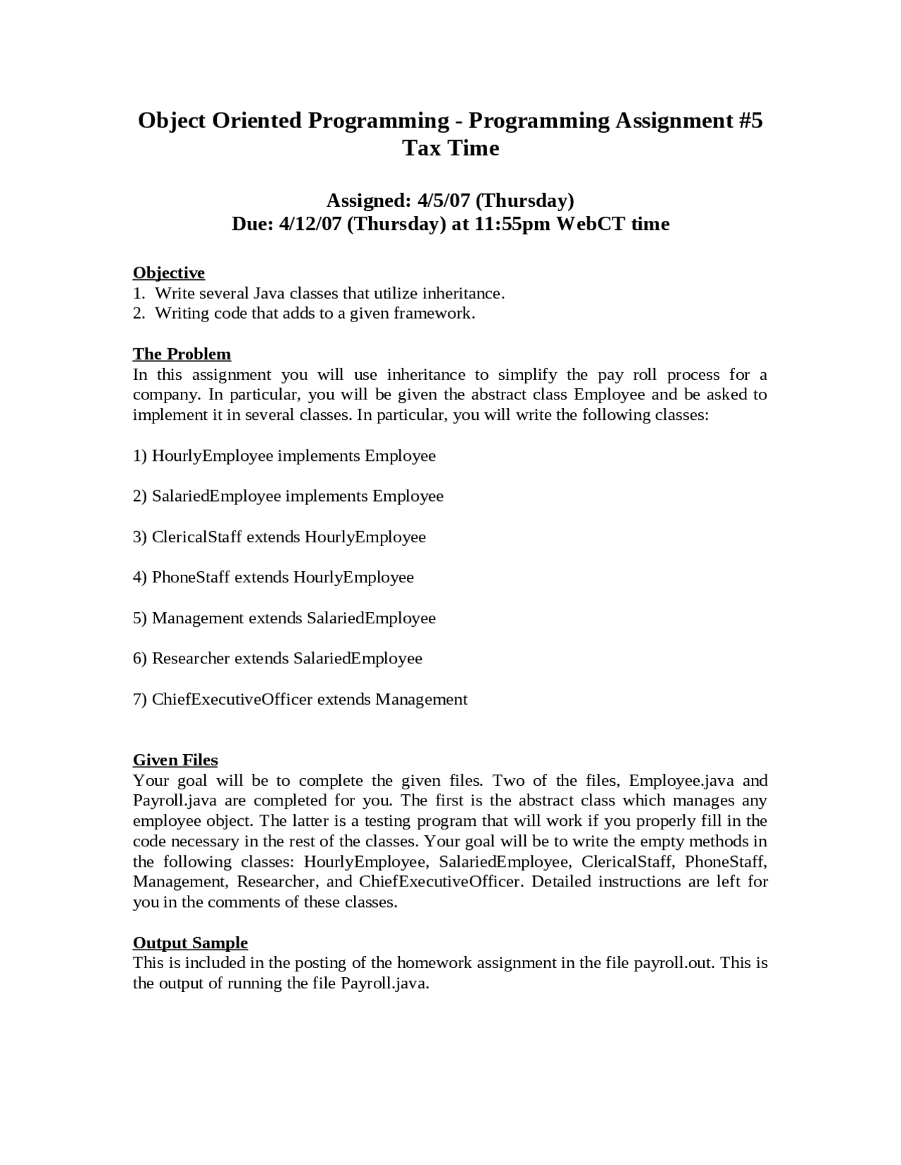 Object oriented programming -Programming Assignment 5 | COP 3330 - Docsity